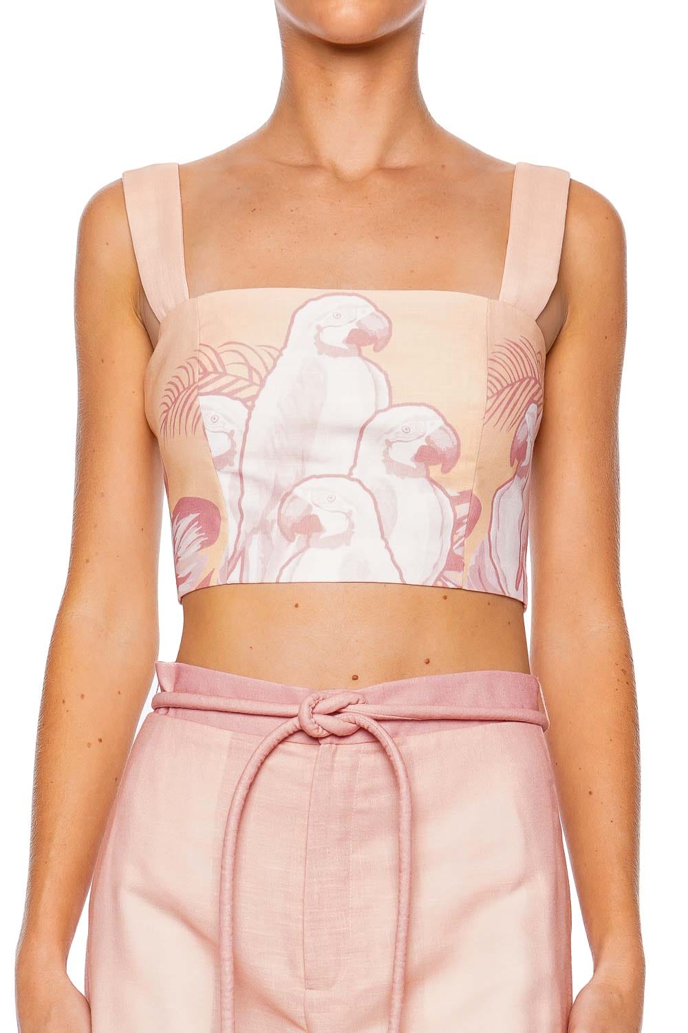 No Pise La Grama Sotavento Coral Macaw Crop Top