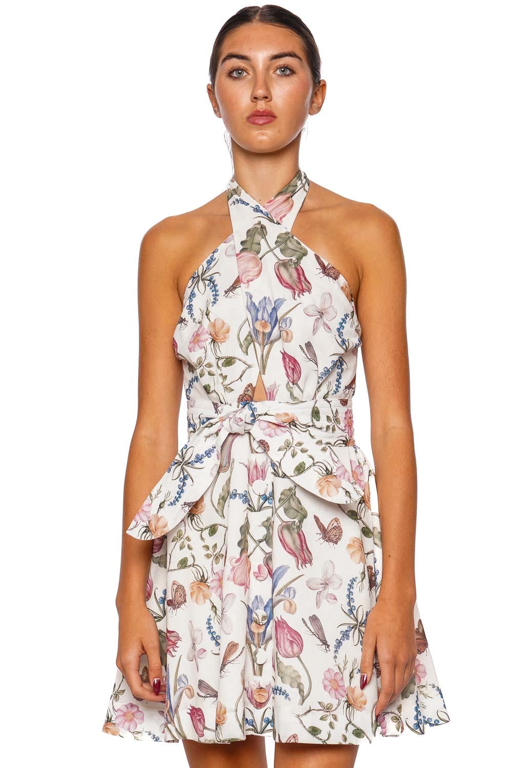 No Pise La Grama Mariana Printed Halter Mini Dress
