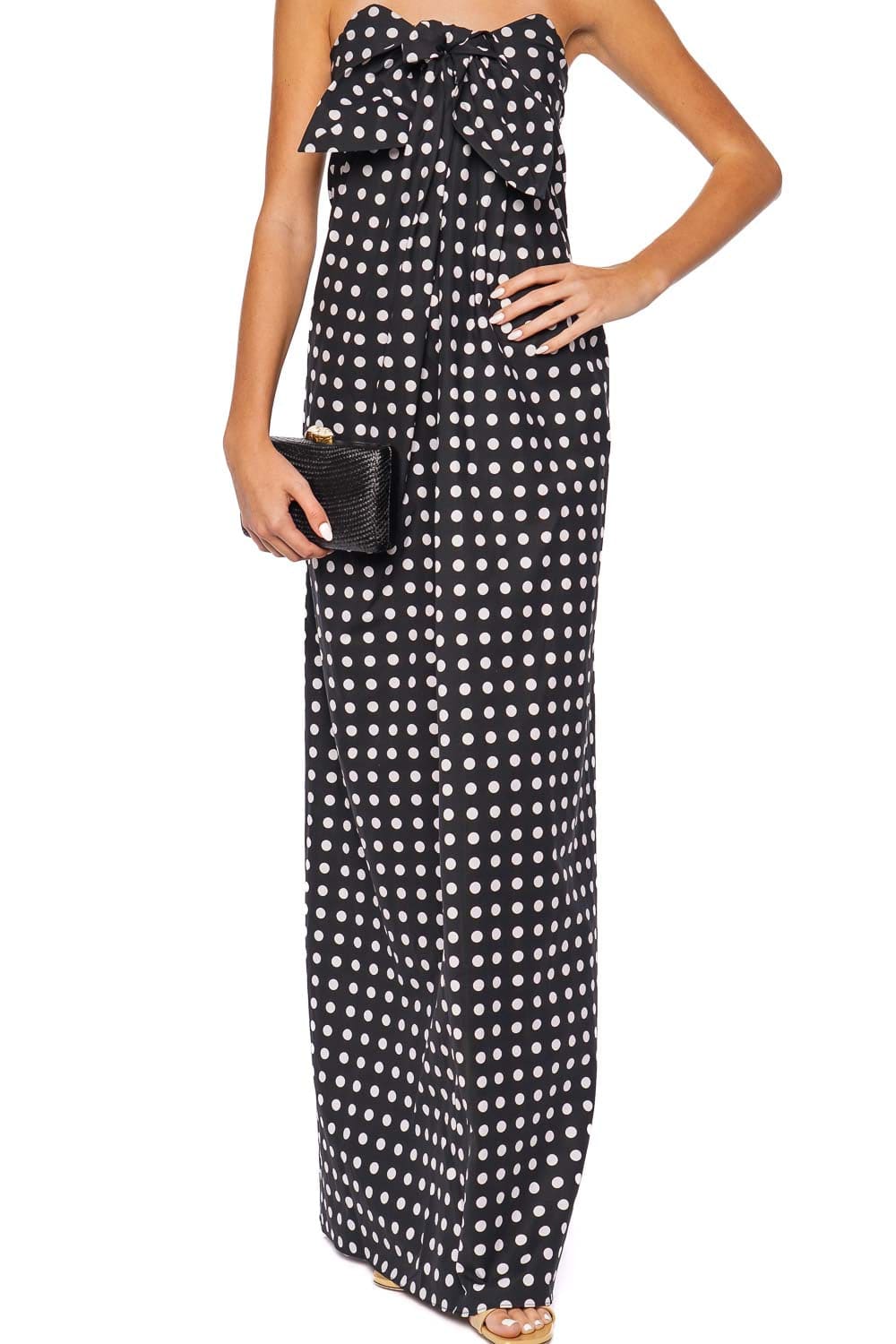 Caroline Constas Kaia Polka Dot Tie Front Gown