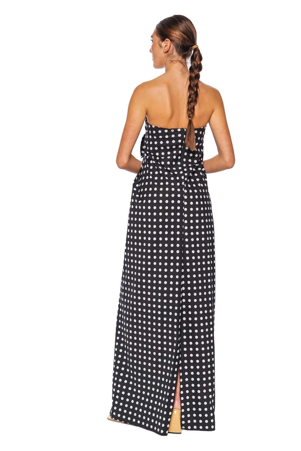 Caroline Constas Kaia Polka Dot Tie Front Gown