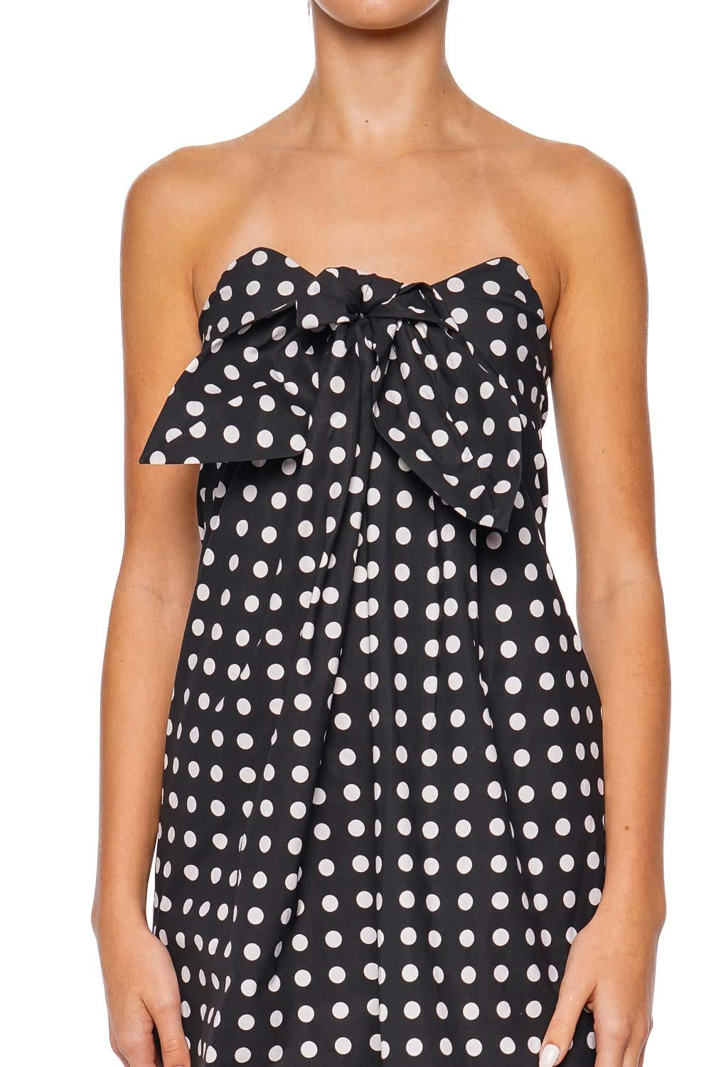 Caroline Constas Kaia Polka Dot Tie Front Gown