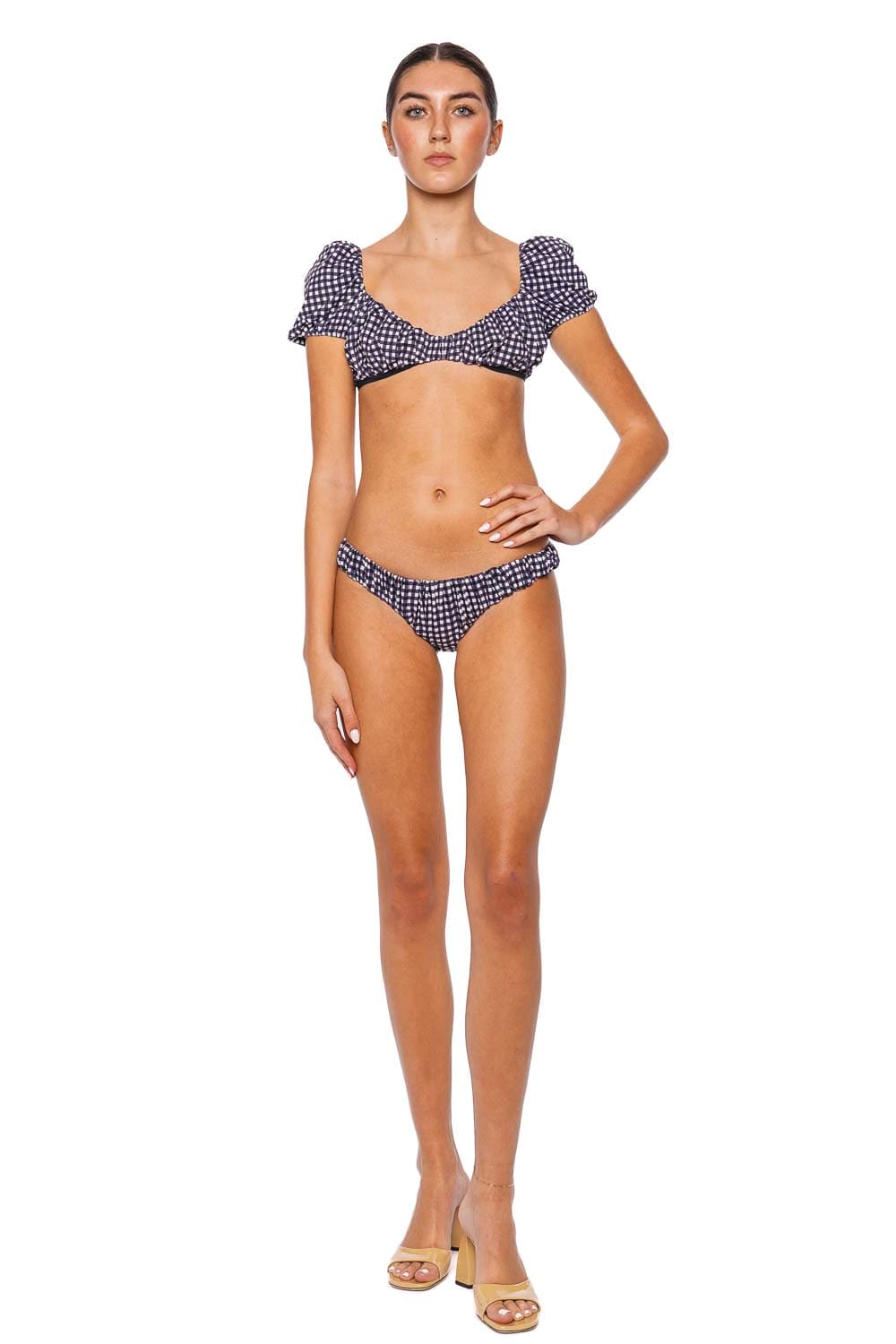 Caroline Constas Dorit Gingham Low Rise Bikini Bottom