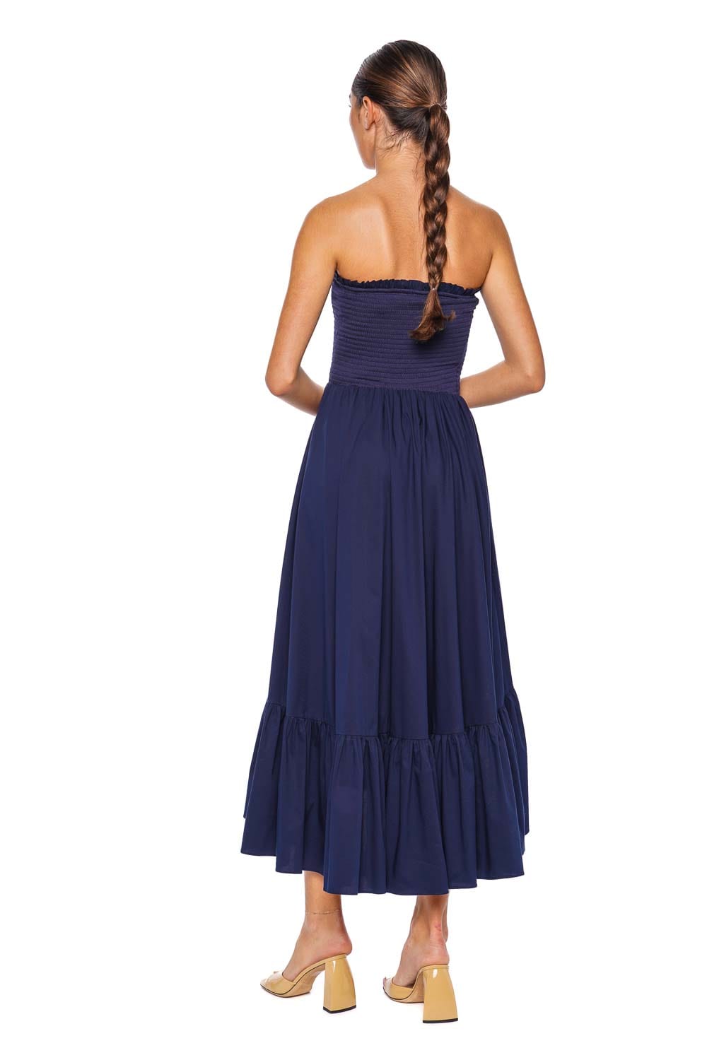 Caroline Constas Emmy Strapless Smocked Midi Dress