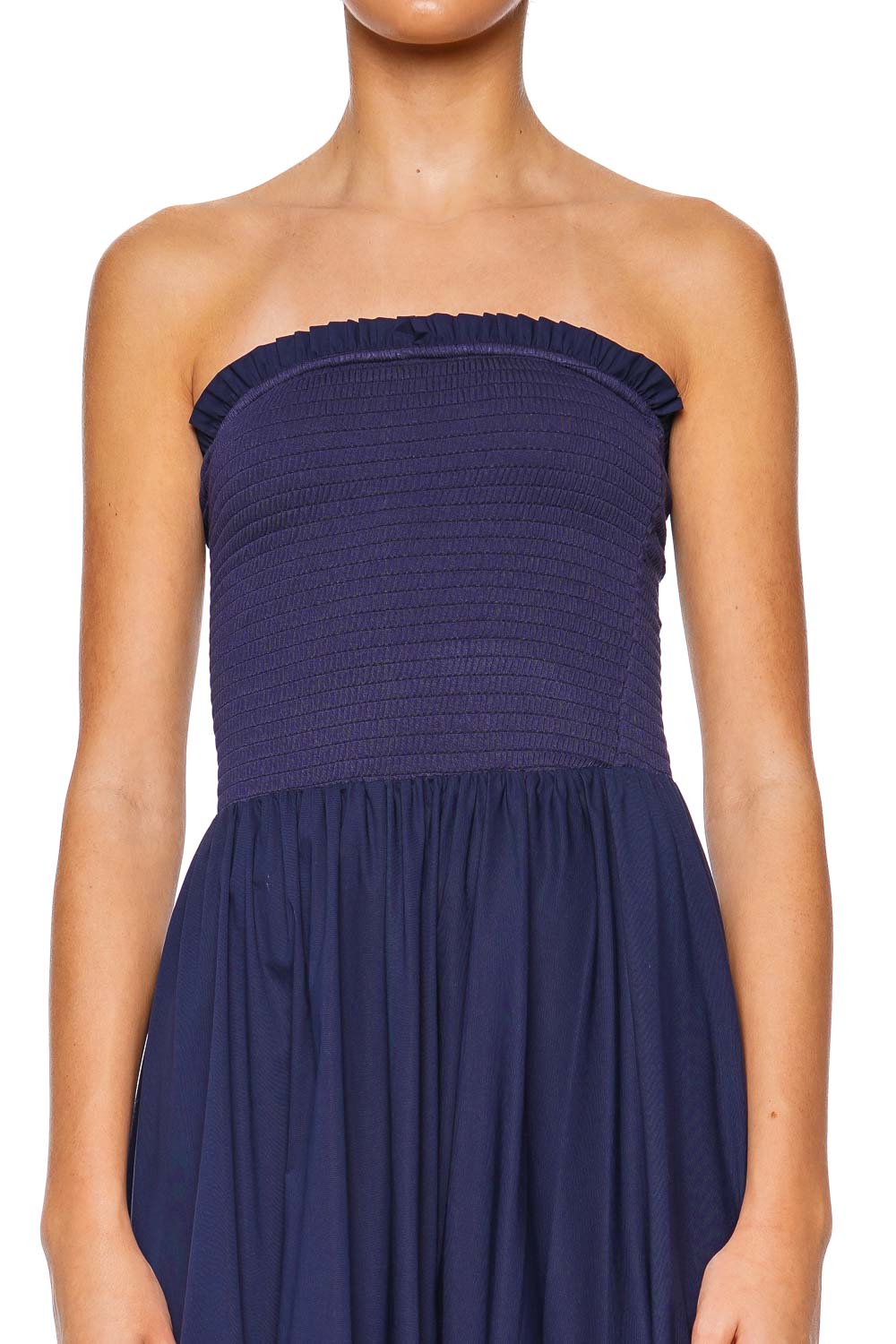 Caroline Constas Emmy Strapless Smocked Midi Dress