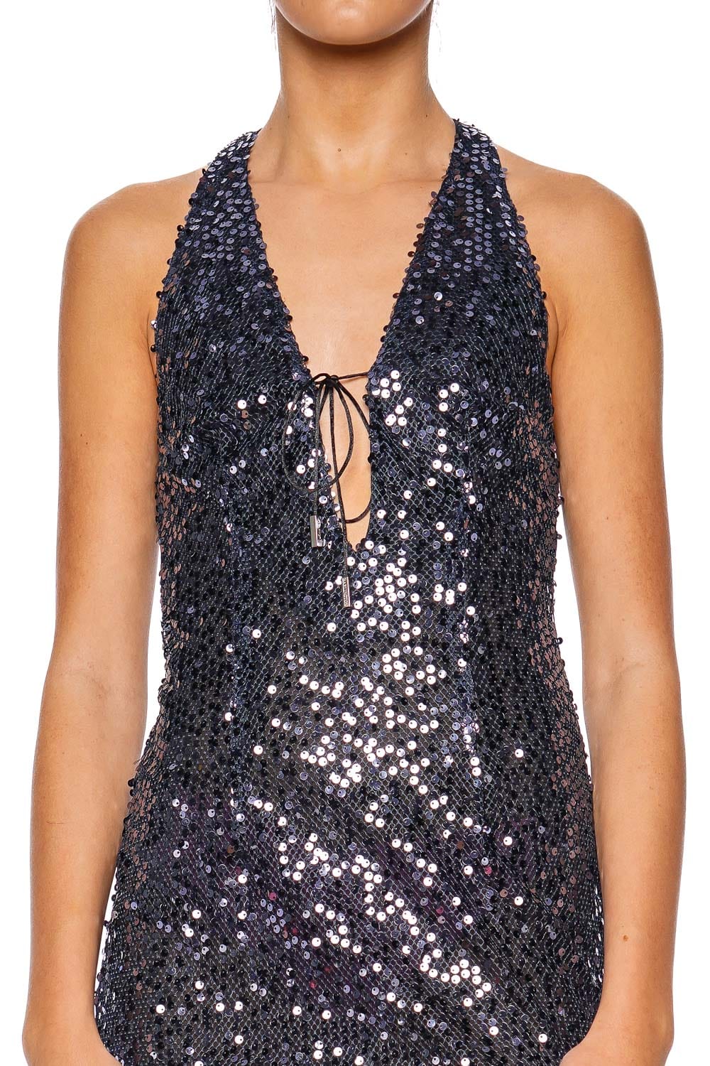 16ARLINGTON Eima Navy Sequin Halter Gown