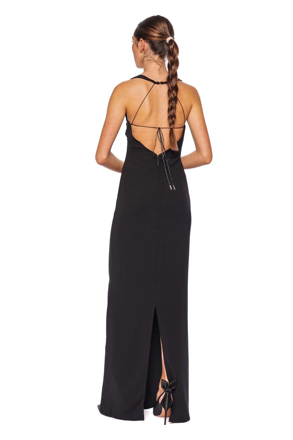 16ARLINGTON Eima Nero Plunge Halter Gown