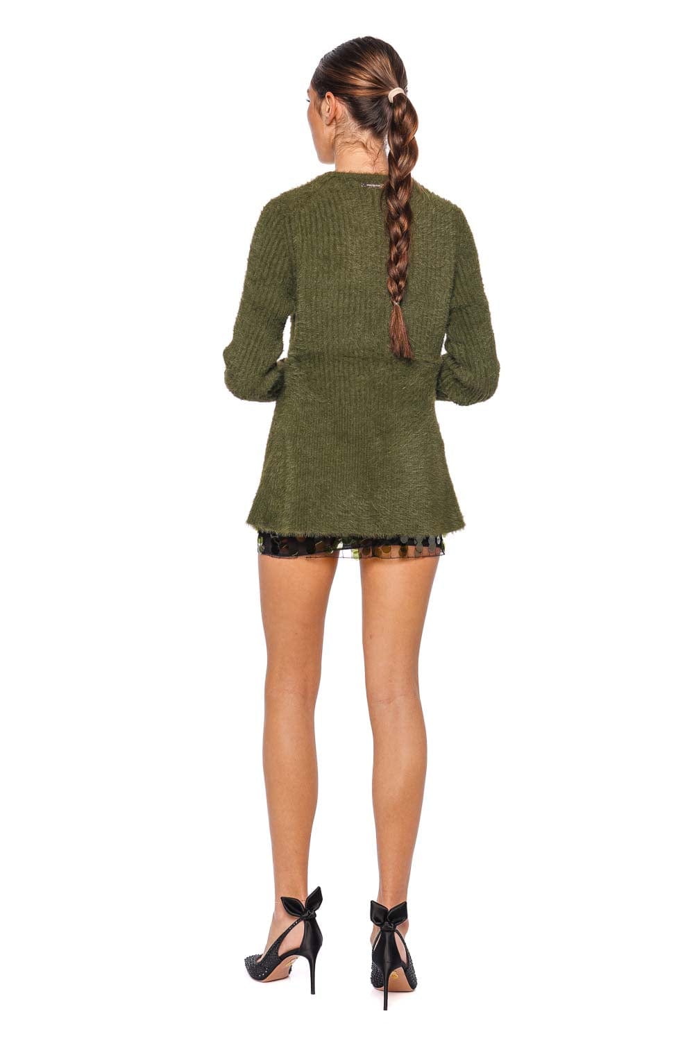 16ARLINGTON Teria Verde Open Front Knit Cardigan