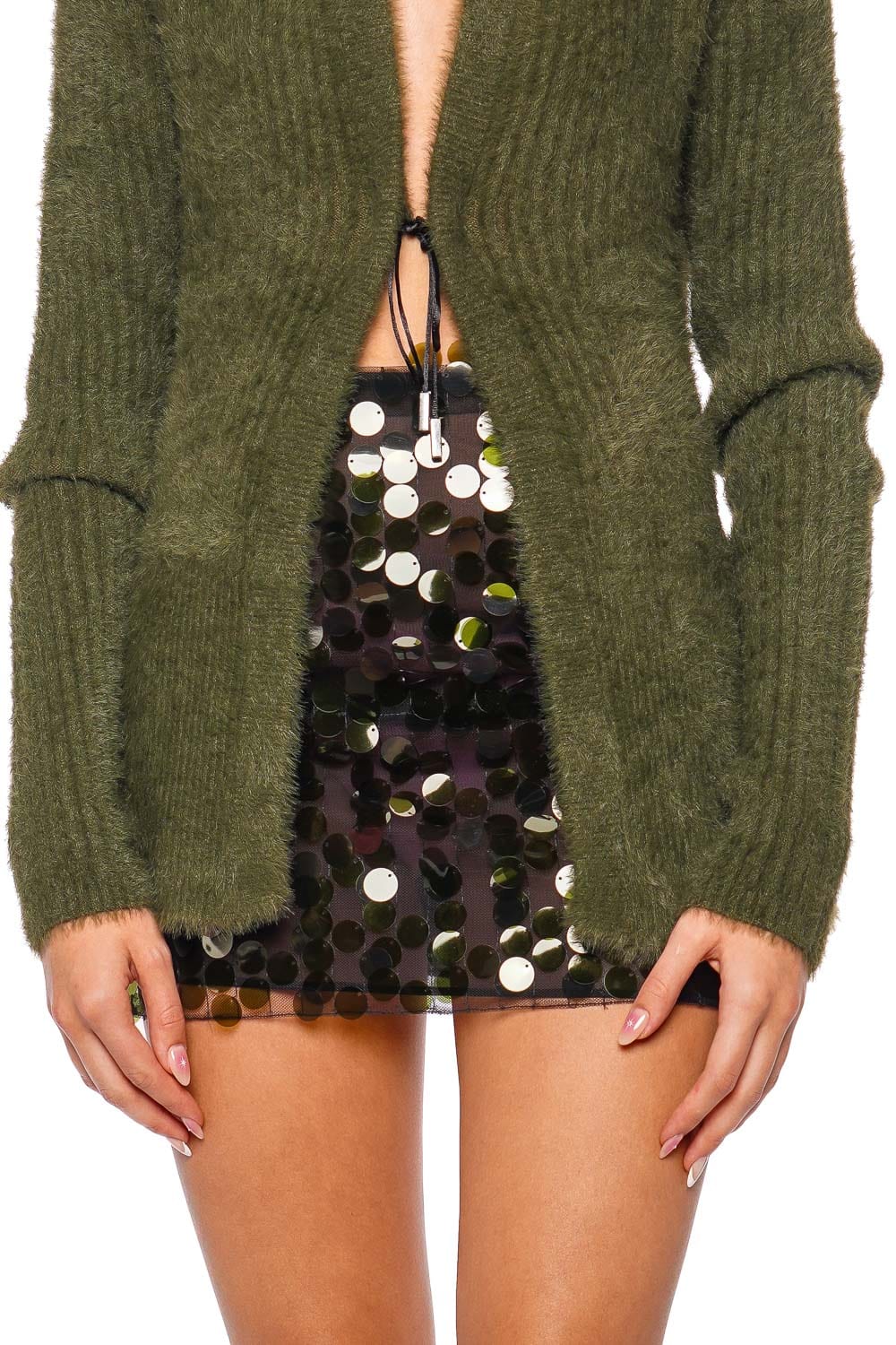 16ARLINGTON Idia Verde Sequin Mini Skirt