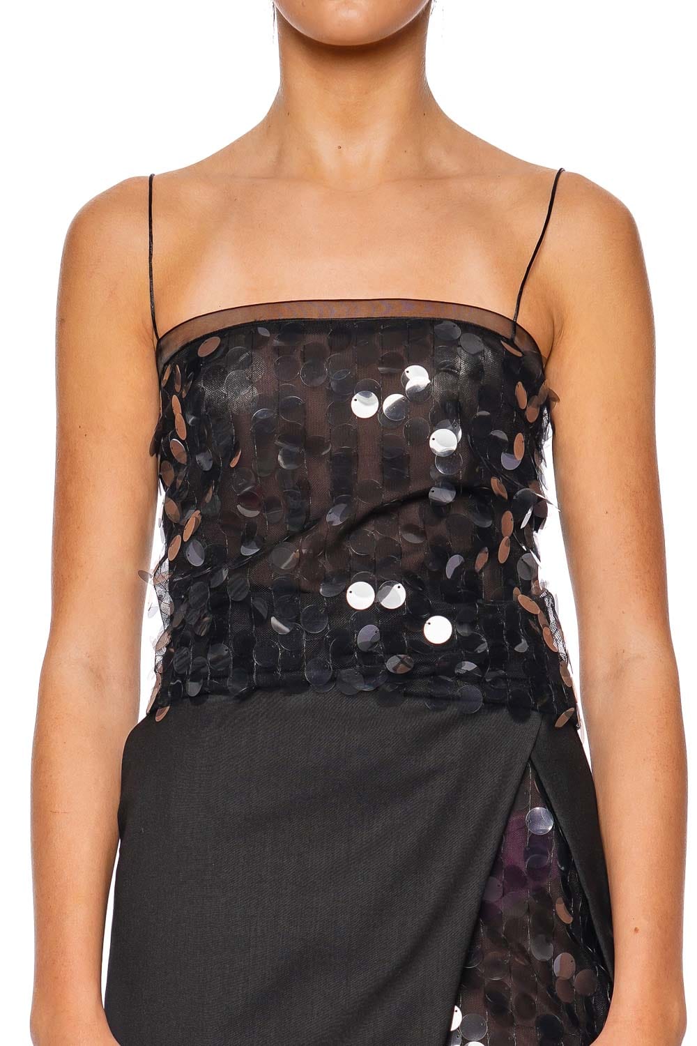 16ARLINGTON Suero Nero Sequin Mesh Top