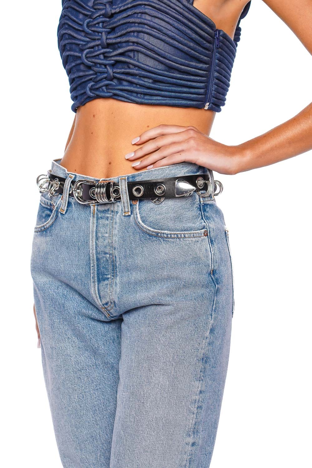 Revenge Black Leather Studded Belt