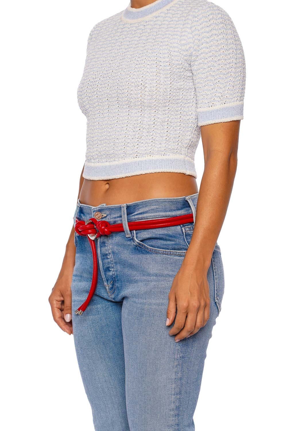 Golden Goose Tex Hook Lipstick Red Leather Belt