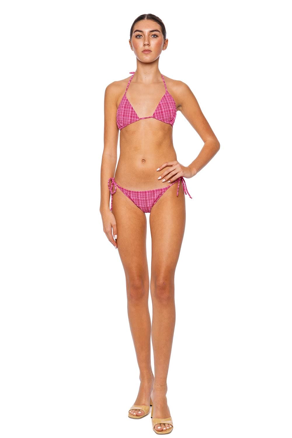 Lisa Marie Fernandez Retro Triangle Fuchsia Padded Bikini Set