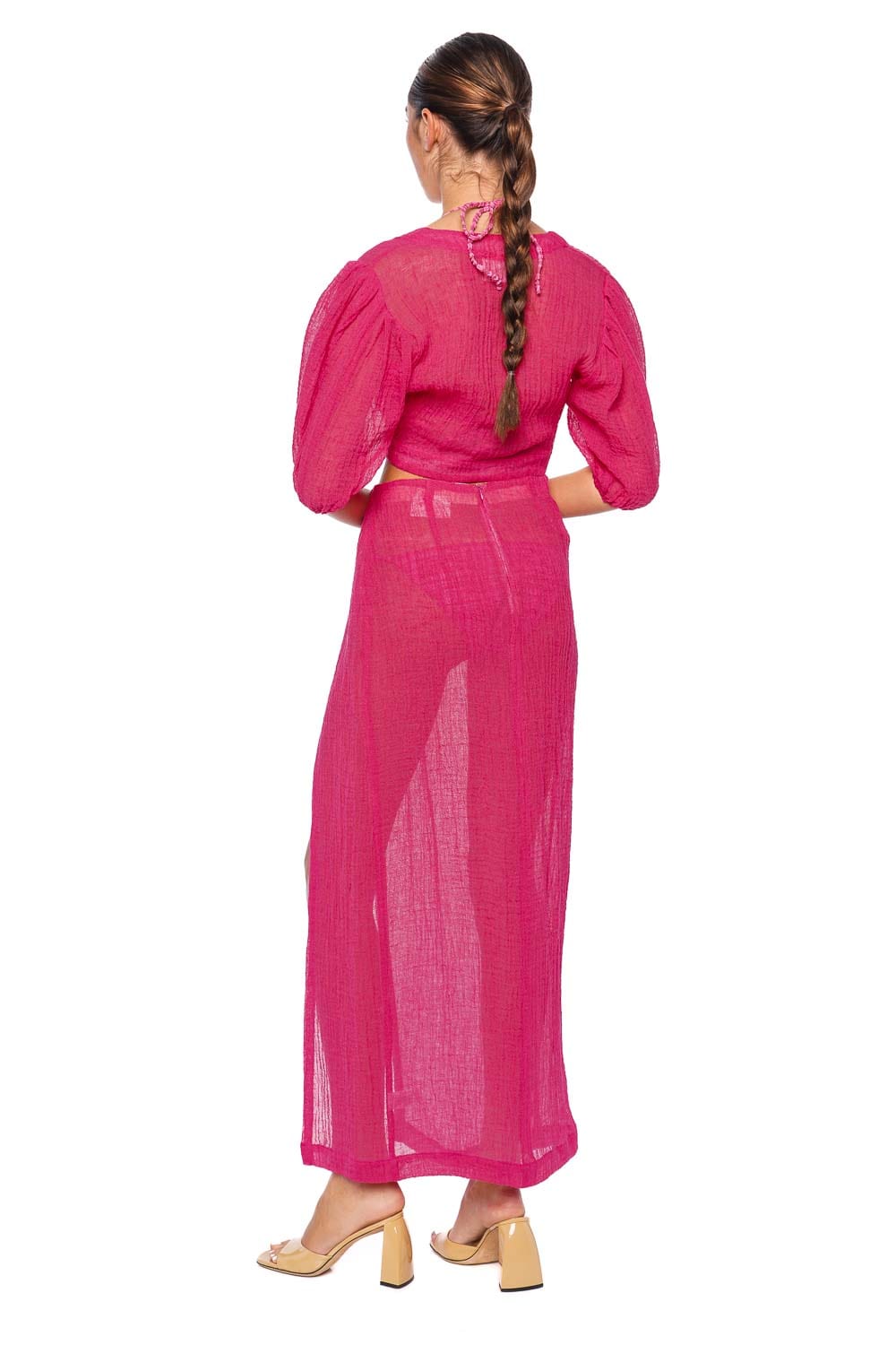 Fuchsia Gauze Sarong Skirt