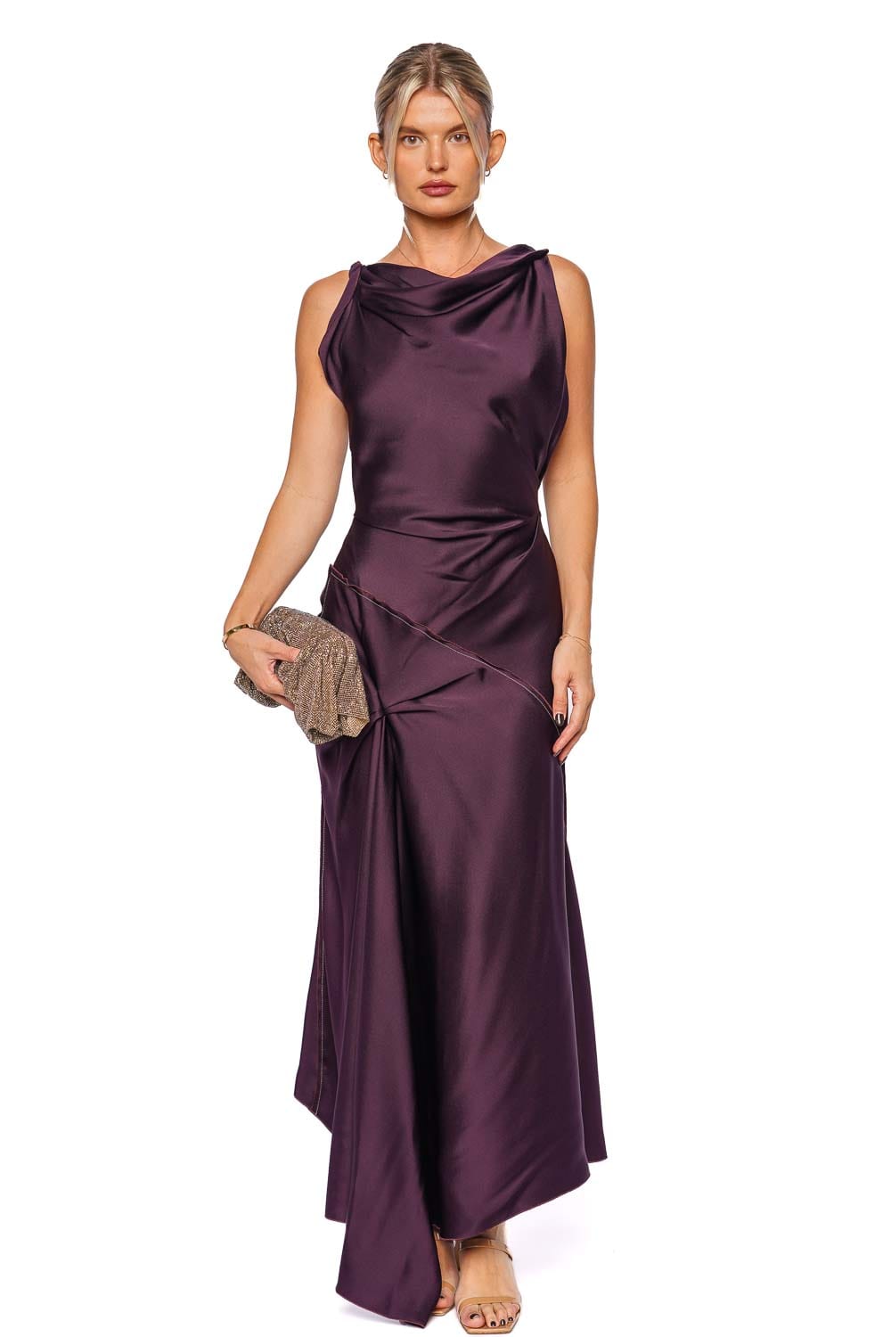 Victoria Beckham Fig Asymmetric Draped Midi Dress