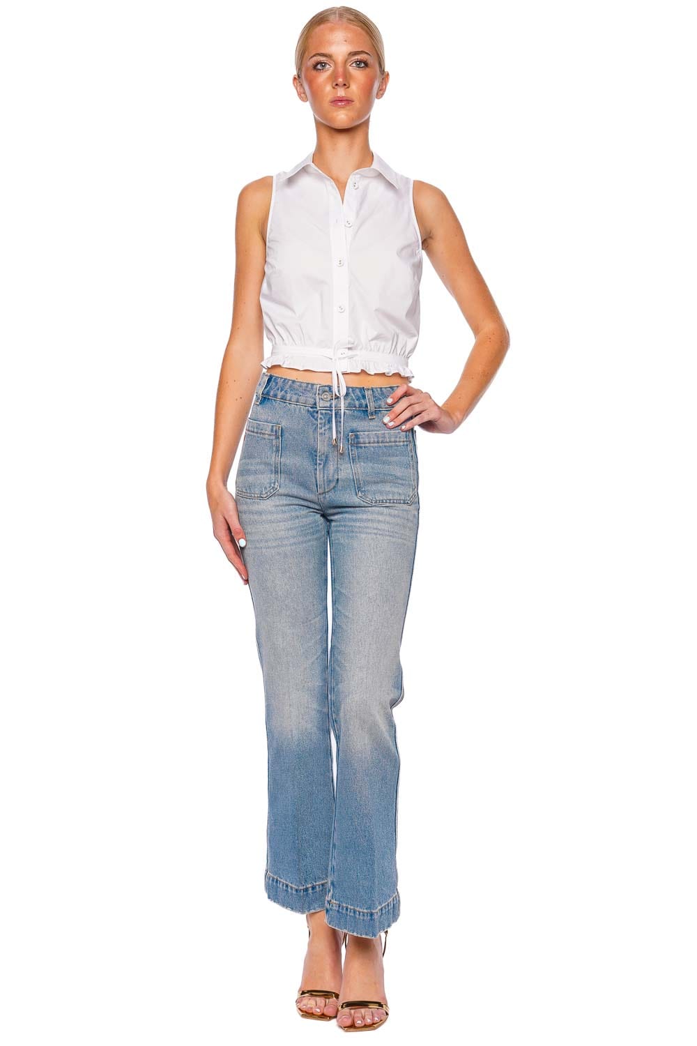 Victoria Beckham Alina Pale Blue Cropped Kick Jean