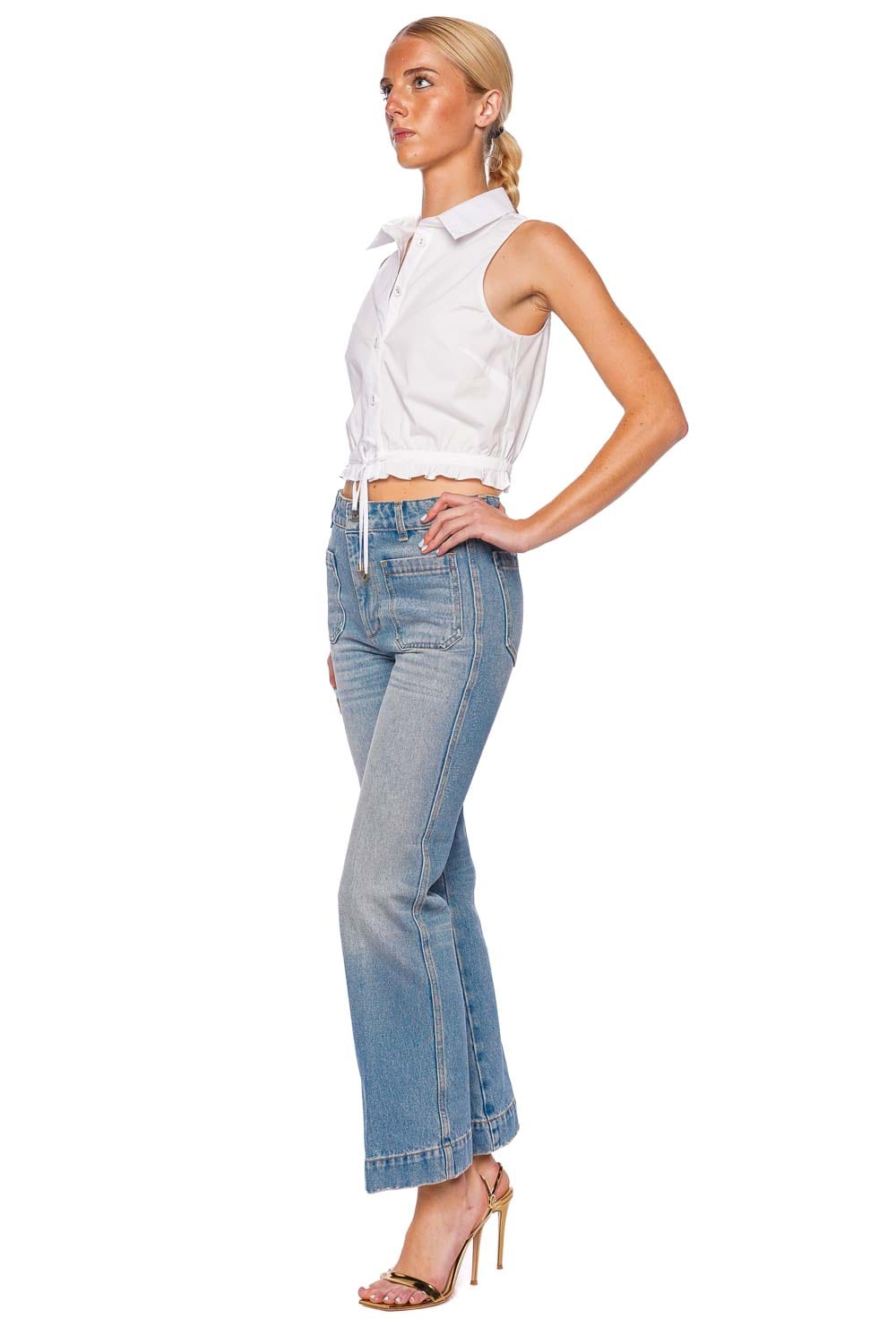 Victoria Beckham Alina Pale Blue Cropped Kick Jean