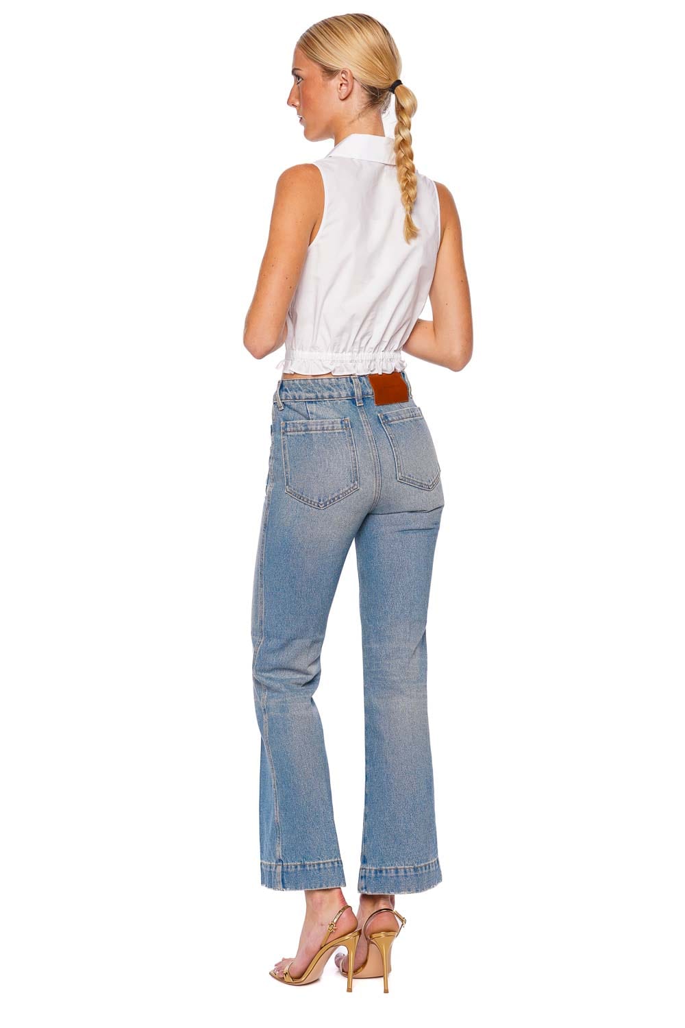 Victoria Beckham Alina Pale Blue Cropped Kick Jean