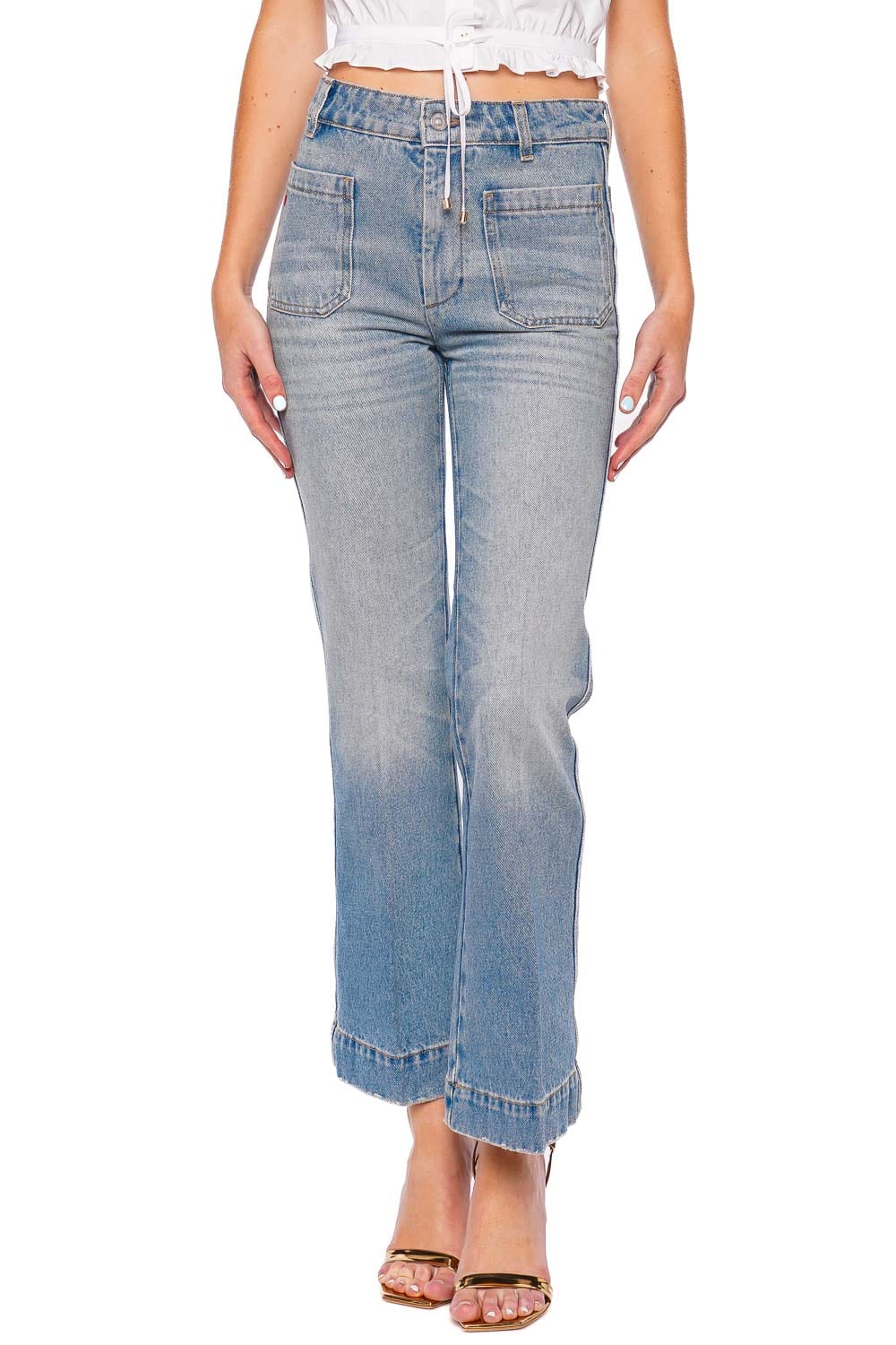 Victoria Beckham Alina Pale Blue Cropped Kick Jean