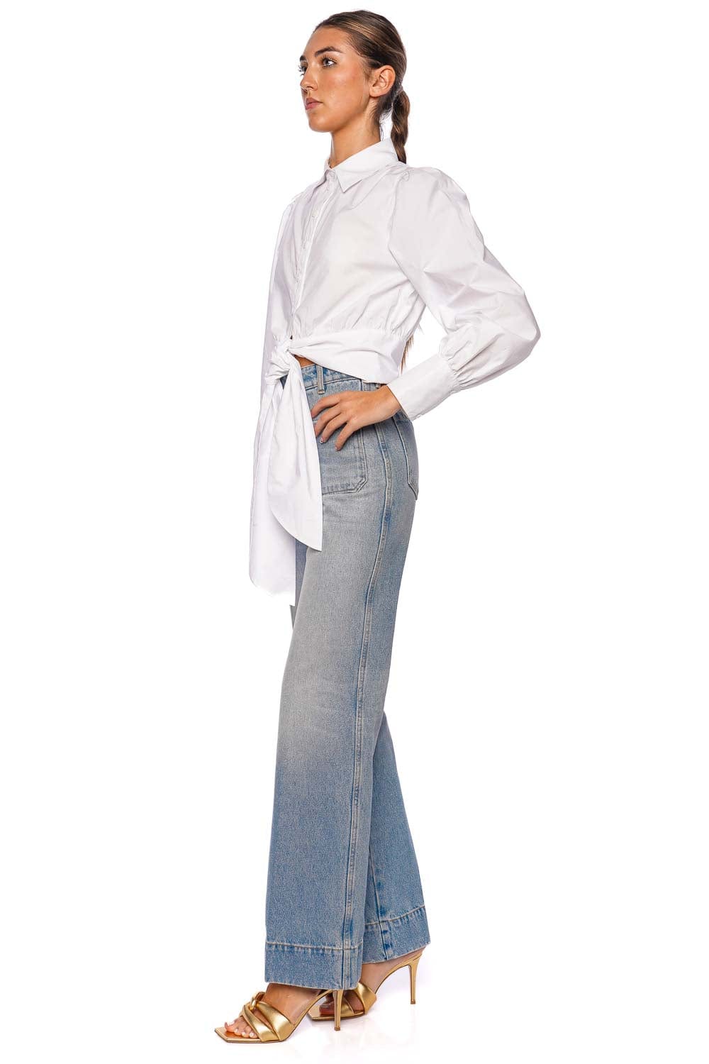 Victoria Beckham Alina Pale Blue Patch Pocket Jean