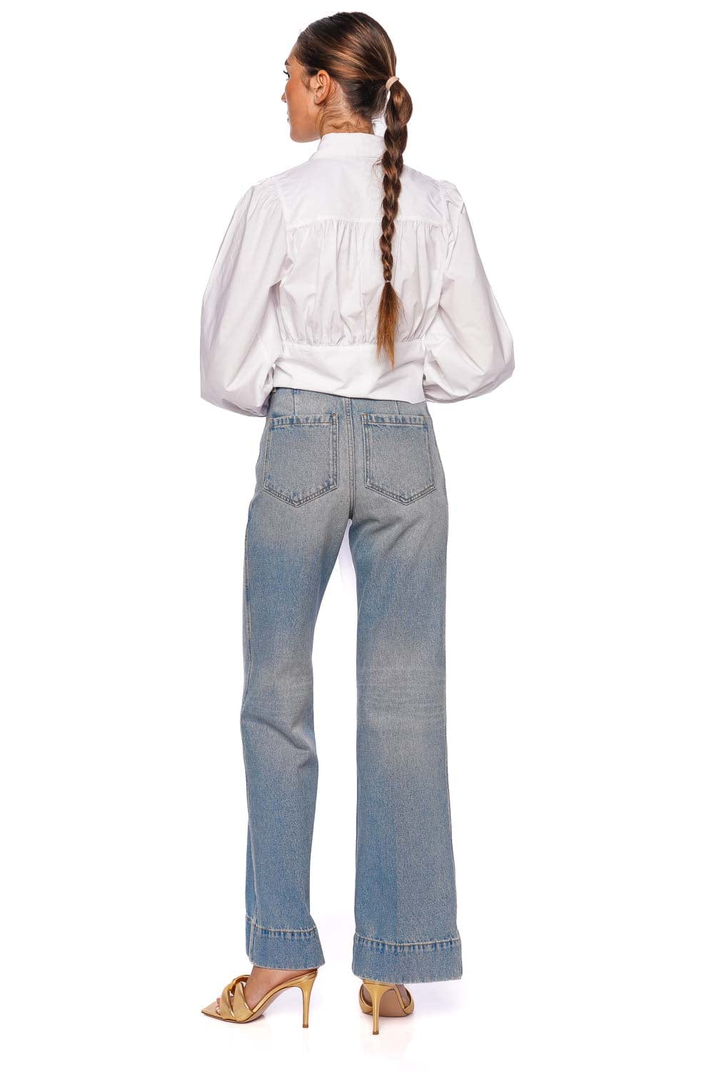 Victoria Beckham Alina Pale Blue Patch Pocket Jean