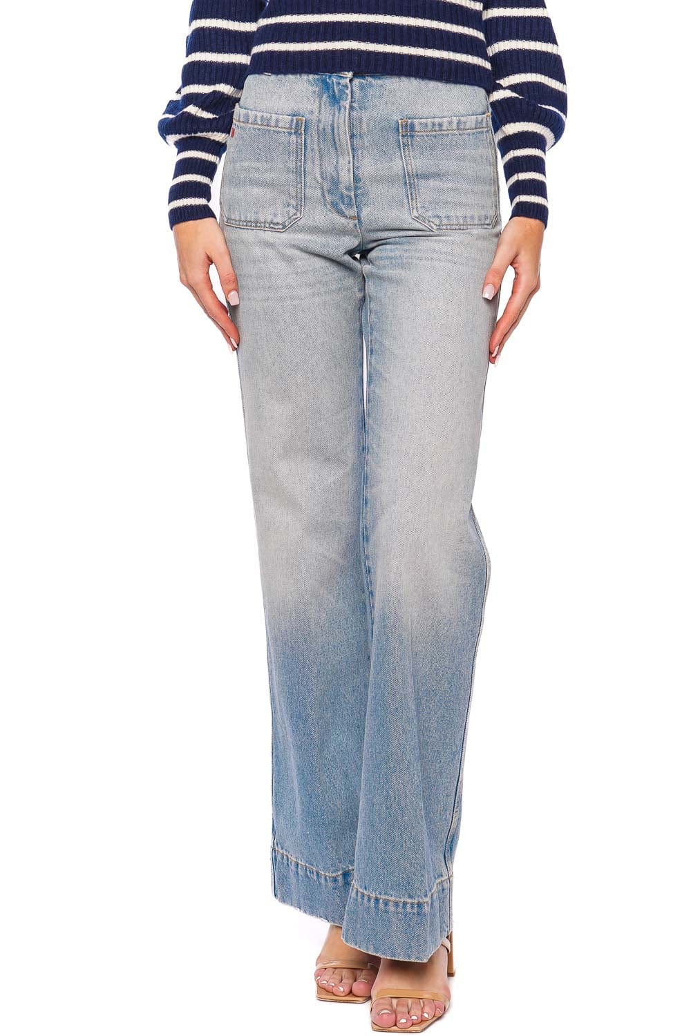 Victoria Beckham Alina Pale Blue Patch Pocket Jean