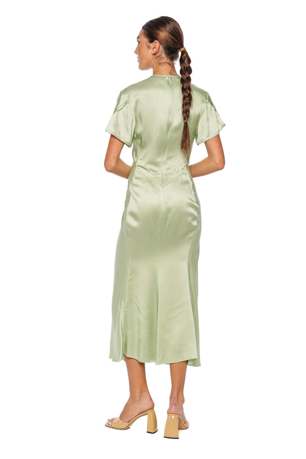 ワンピース VICTORIA VICTORIA BECKHAM Woman Dress Green 1125WDR005195D Jade Gathered V Neck Midi Dress