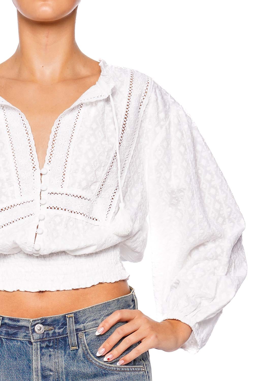 Melissa Odabash Pixi Embroidered Cotton Cropped Top