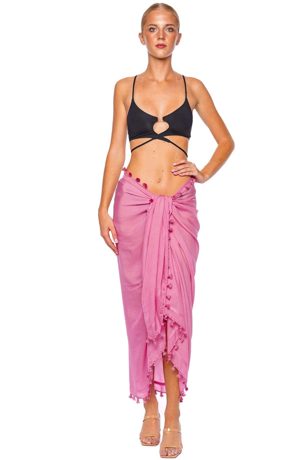 Melissa Odabash Pink Tasseled Pareo Cover Up