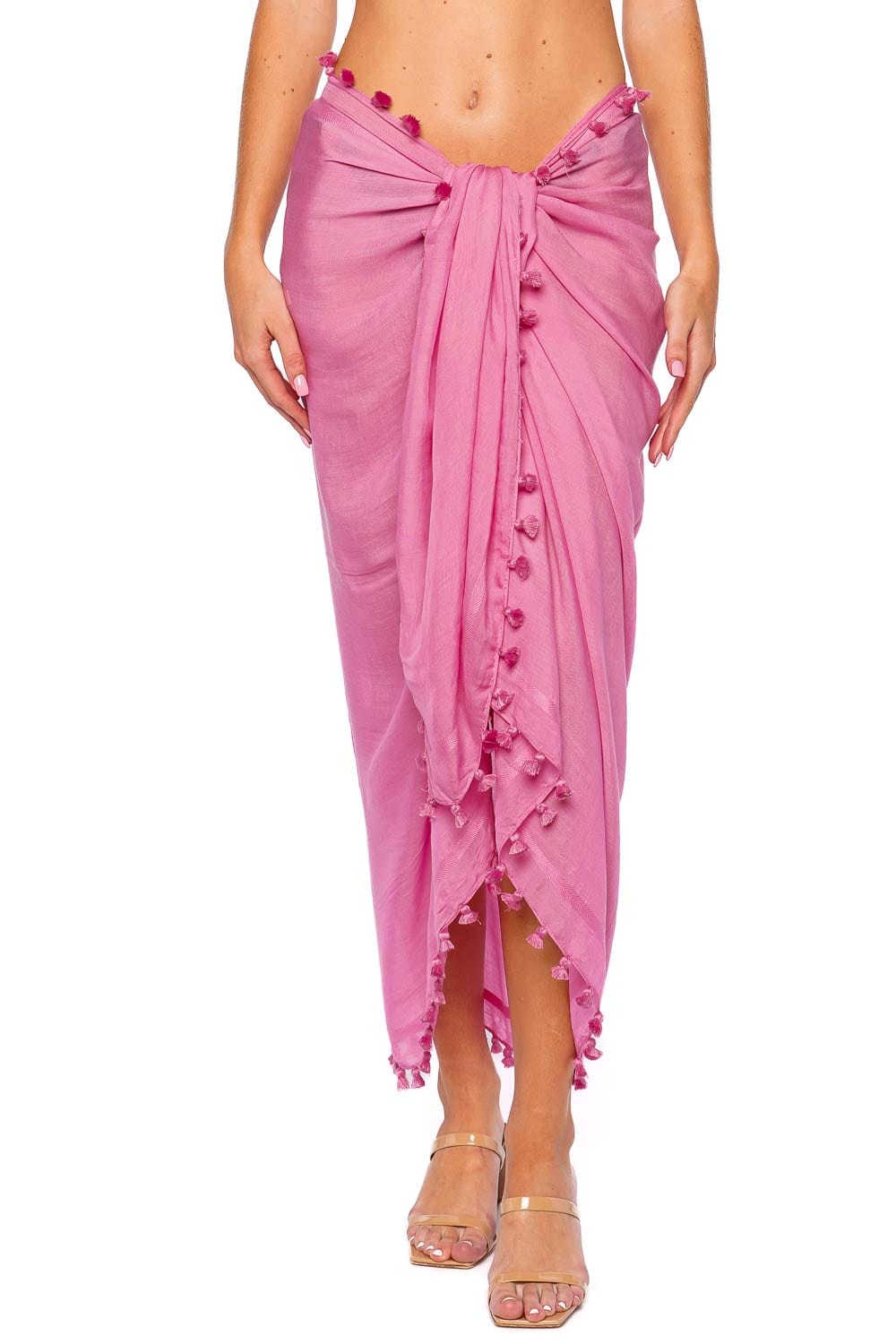 Melissa Odabash Pink Tasseled Pareo Cover Up