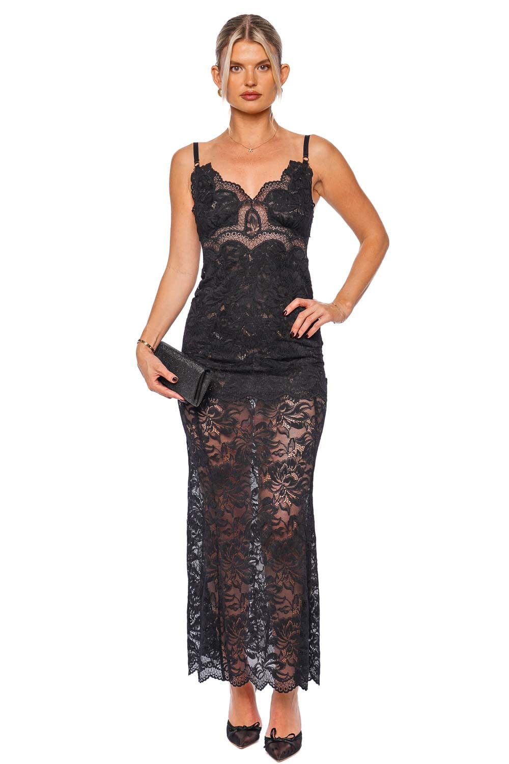 Rabanne Black Lace Scalloped Maxi Dress