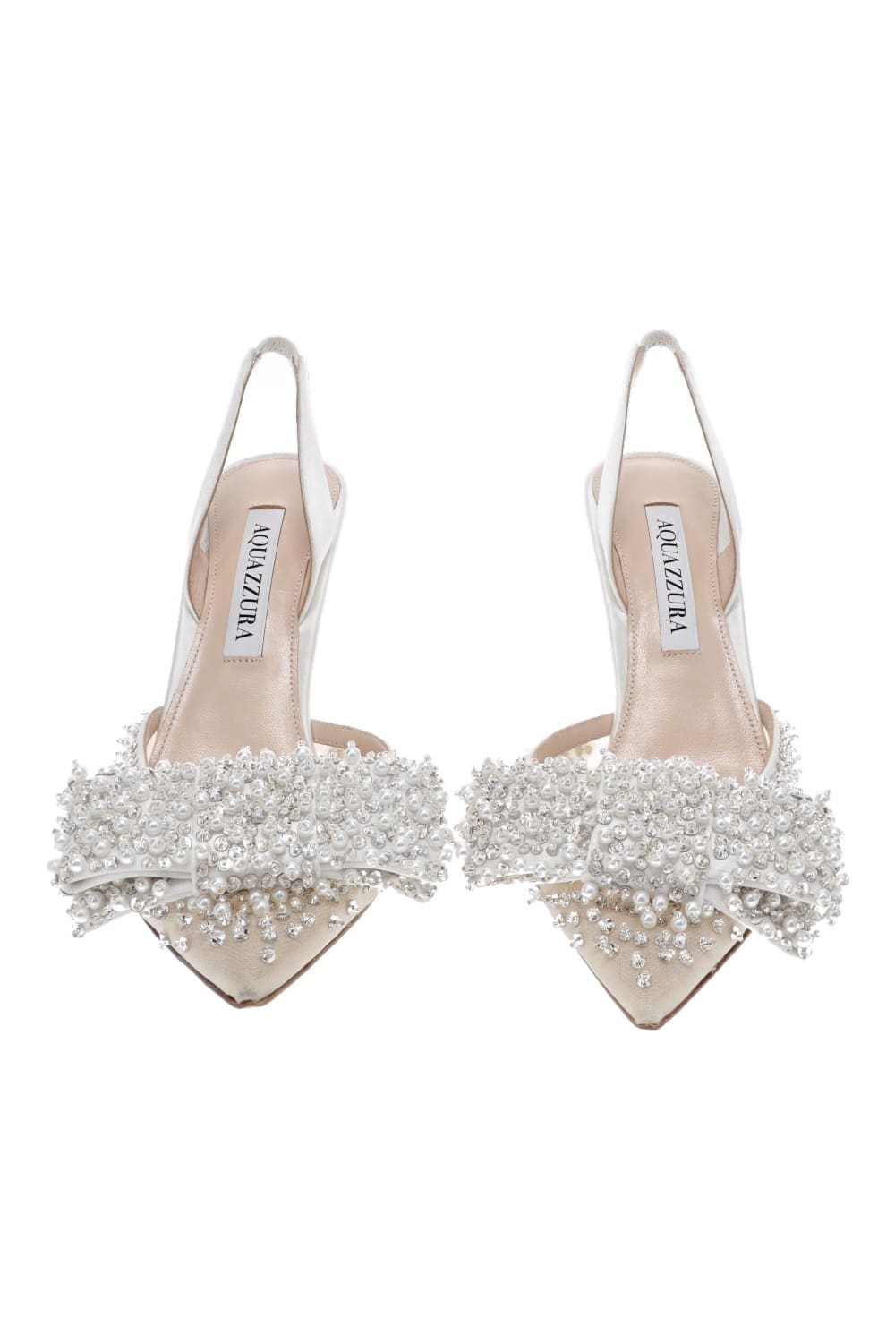 Melodie White Embellished Leather Slingback