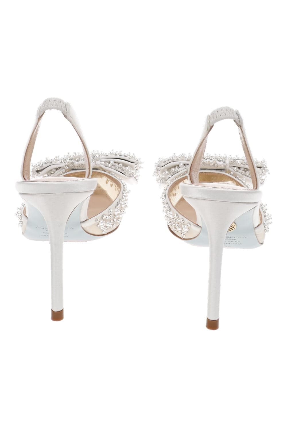 AQUAZZURA Melodie White Embellished Leather Slingback