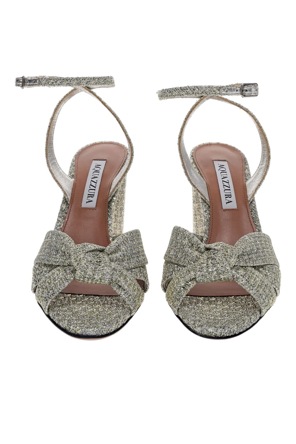 AQUAZZURA Nina Metallic Knotted Tweed Sandal