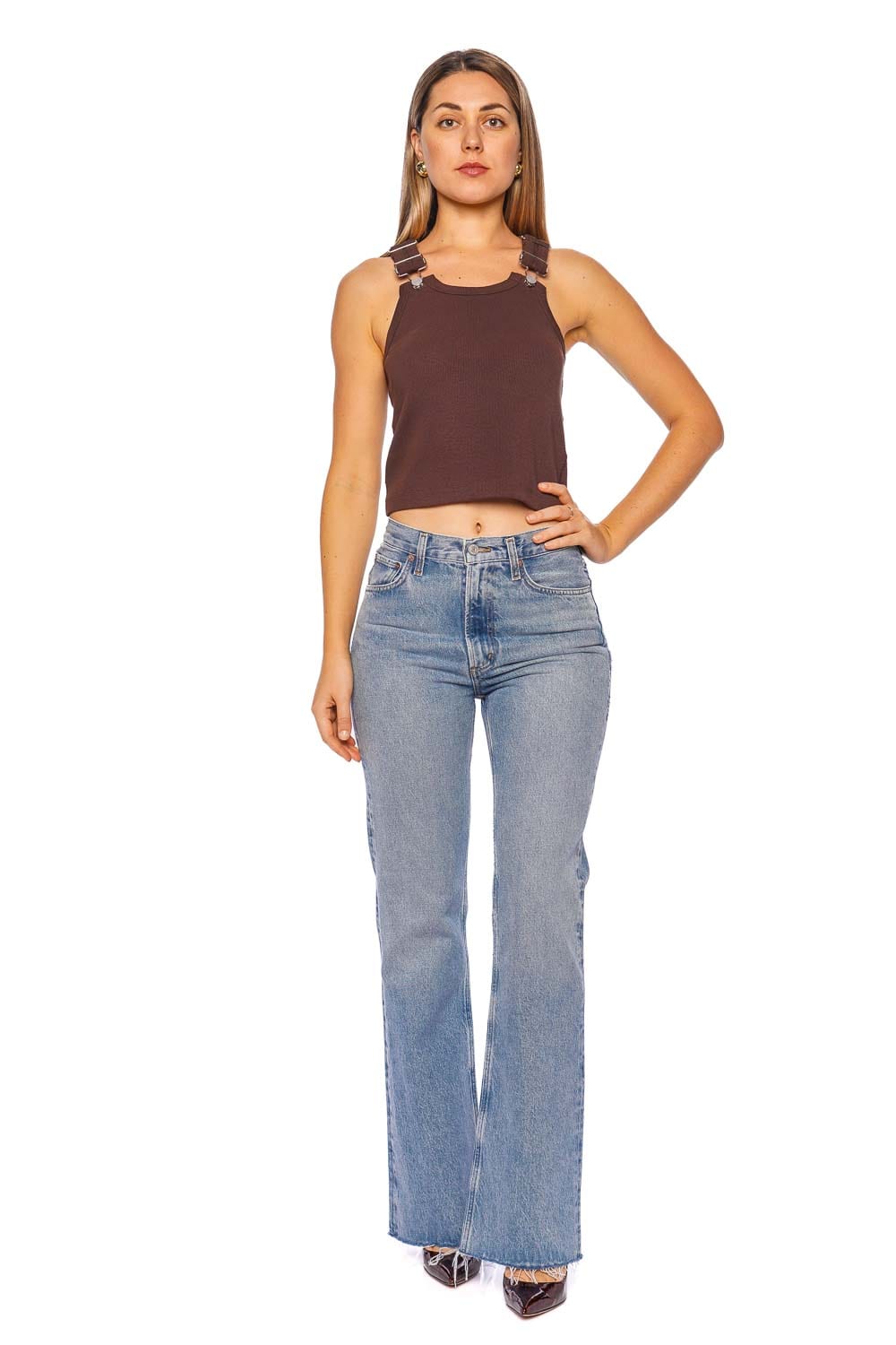 AGOLDE Leena Stage Cut Off Flare Jean