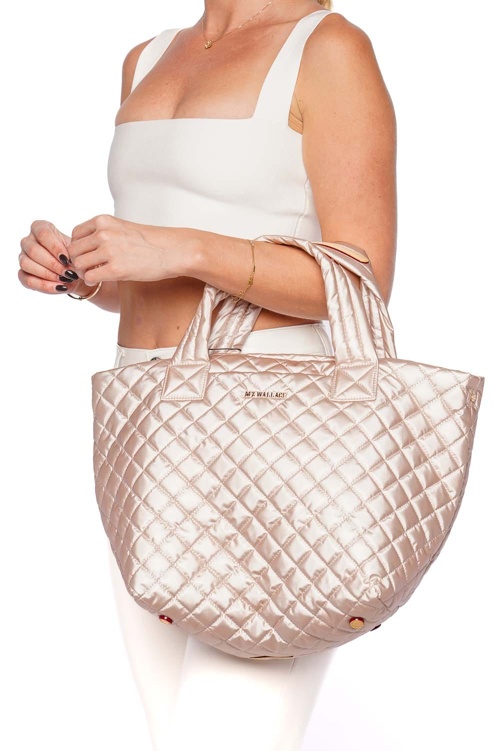 MZ Wallace Small Metro Deluxe Pale Rose Metallic Tote