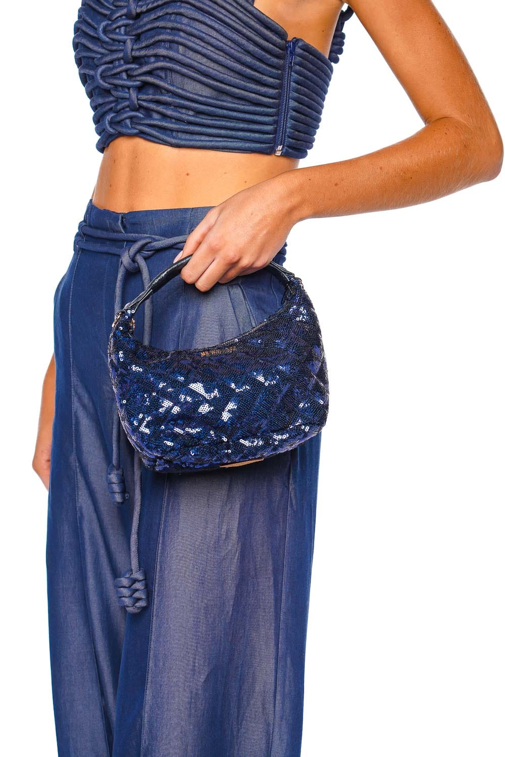 MZ Wallace Mini Sapphire Sequin Hobo Bag