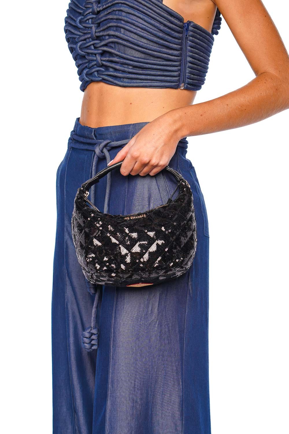 MZ Wallace Mini Black Sequin Hobo Bag