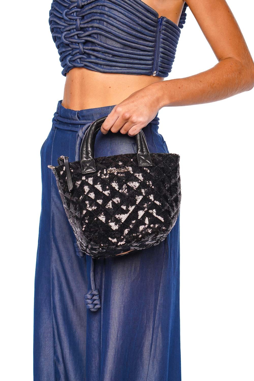 MZ Wallace Micro Metro Black Sequin Deluxe Tote