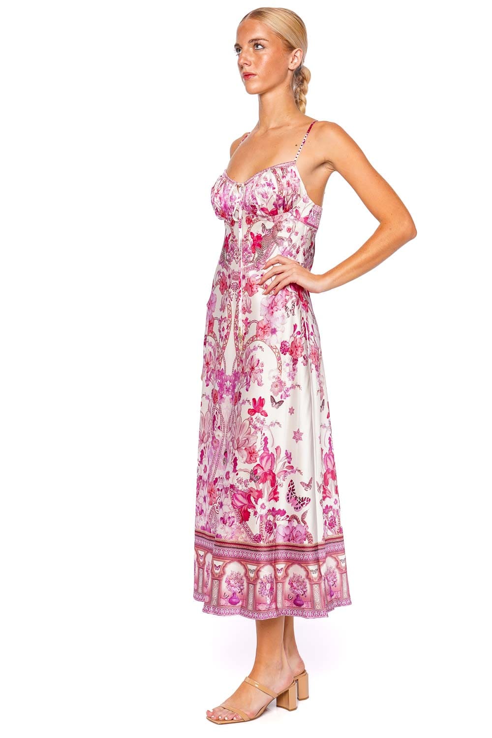 Camilla Botanical Novella Gathered Bodice Midi Dress