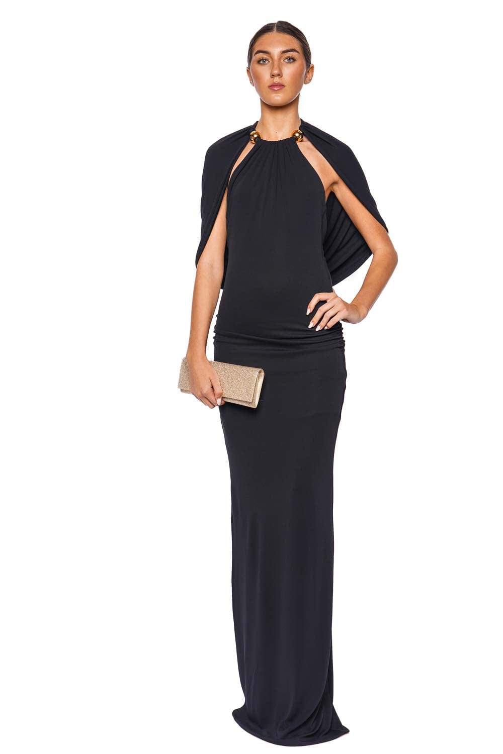 Silvia Tcherassi Odele Black Capelet Maxi Dress