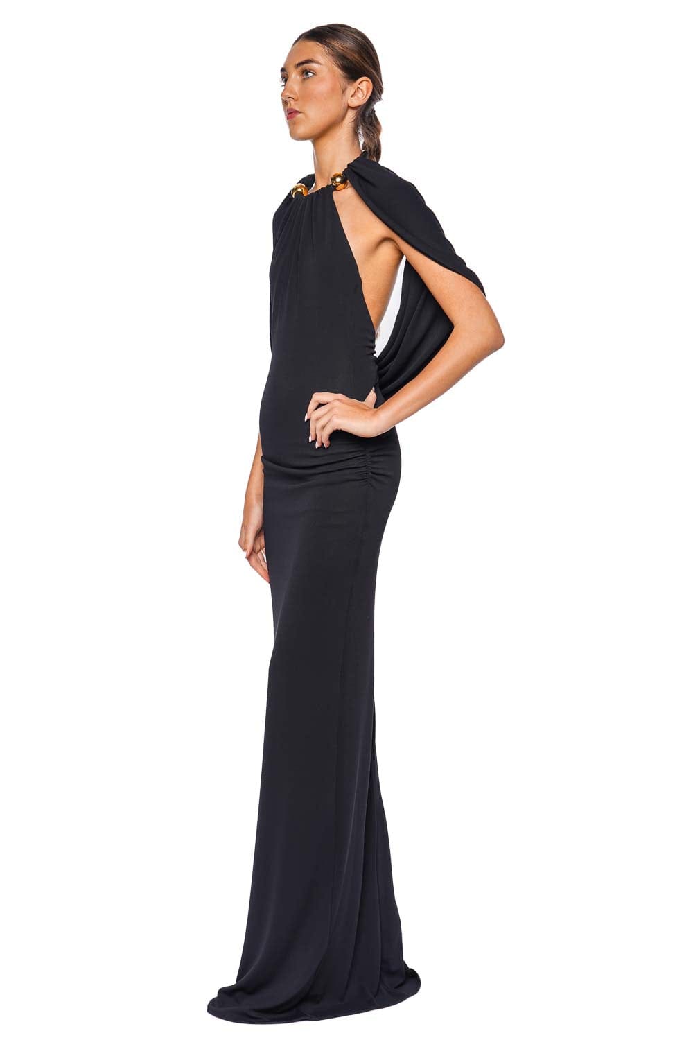 Silvia Tcherassi Odele Black Capelet Maxi Dress