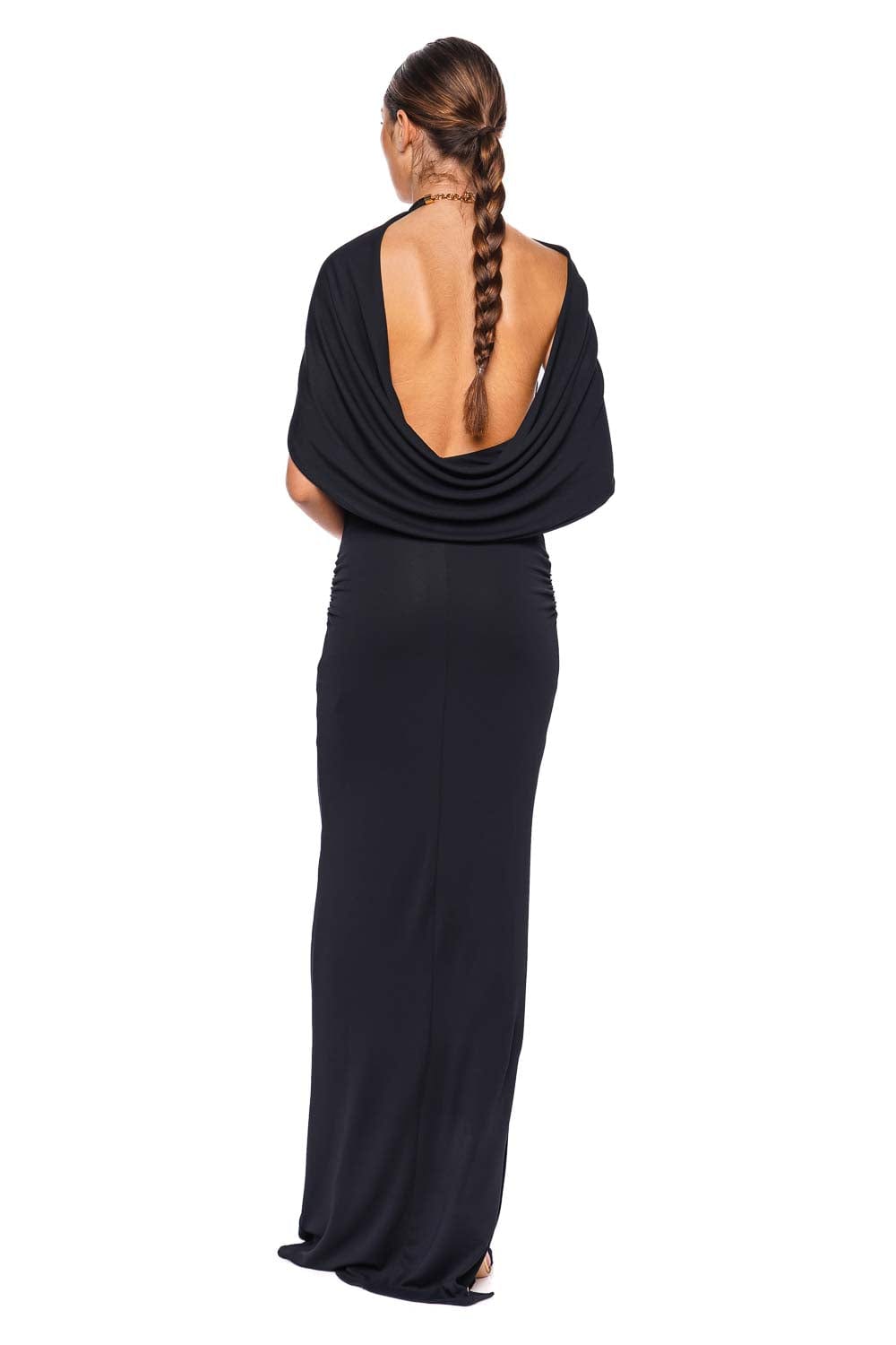 Silvia Tcherassi Odele Black Capelet Maxi Dress