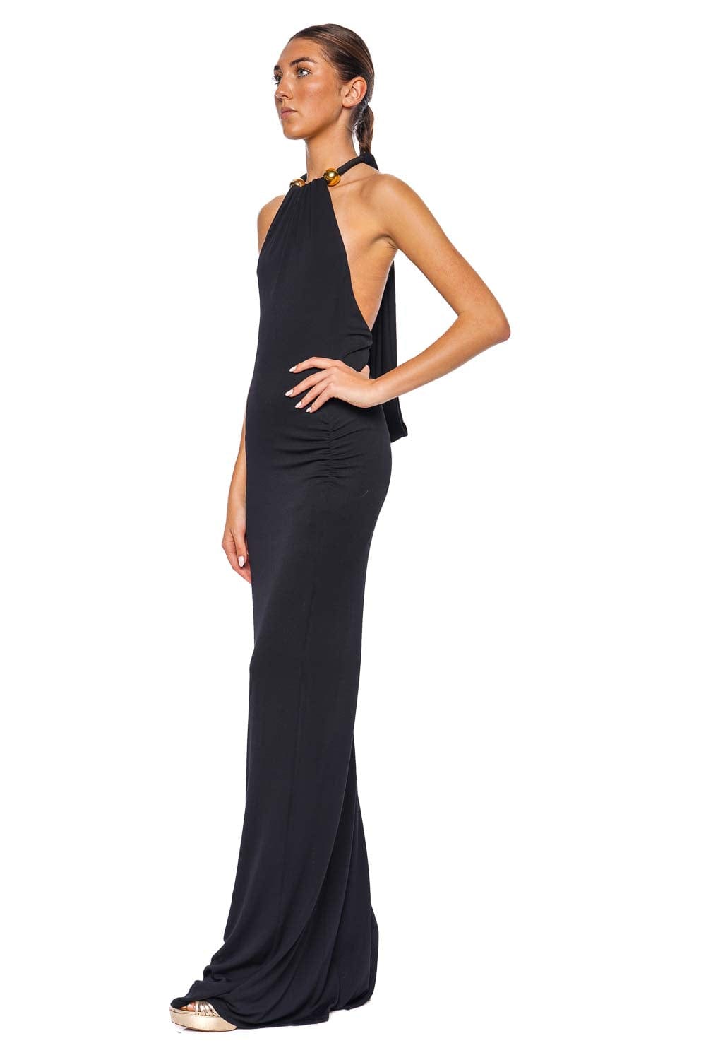 Silvia Tcherassi Odele Black Capelet Maxi Dress