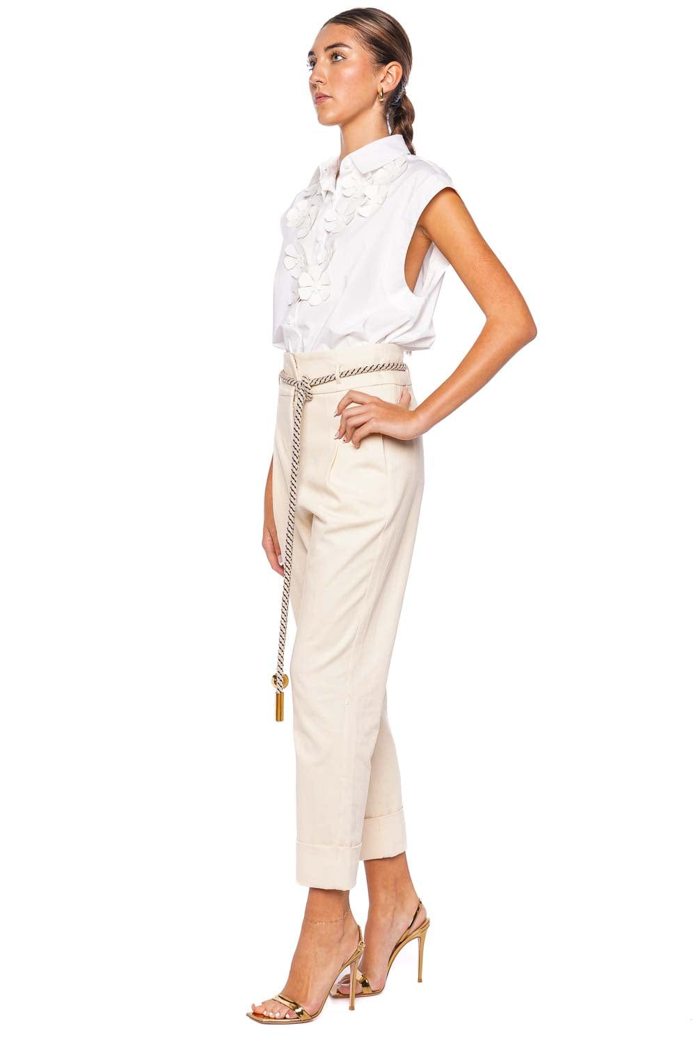 Silvia Tcherassi Azalea White Embellished Cotton Blouse