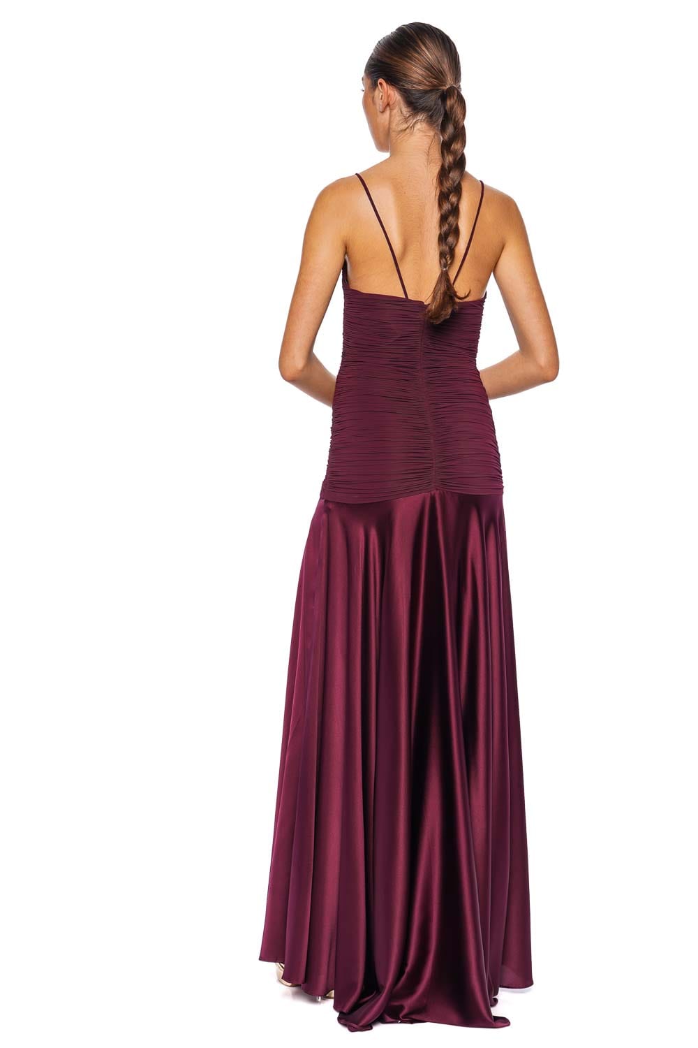 Silvia Tcherassi Sana Ruched Burgundy Maxi Dress