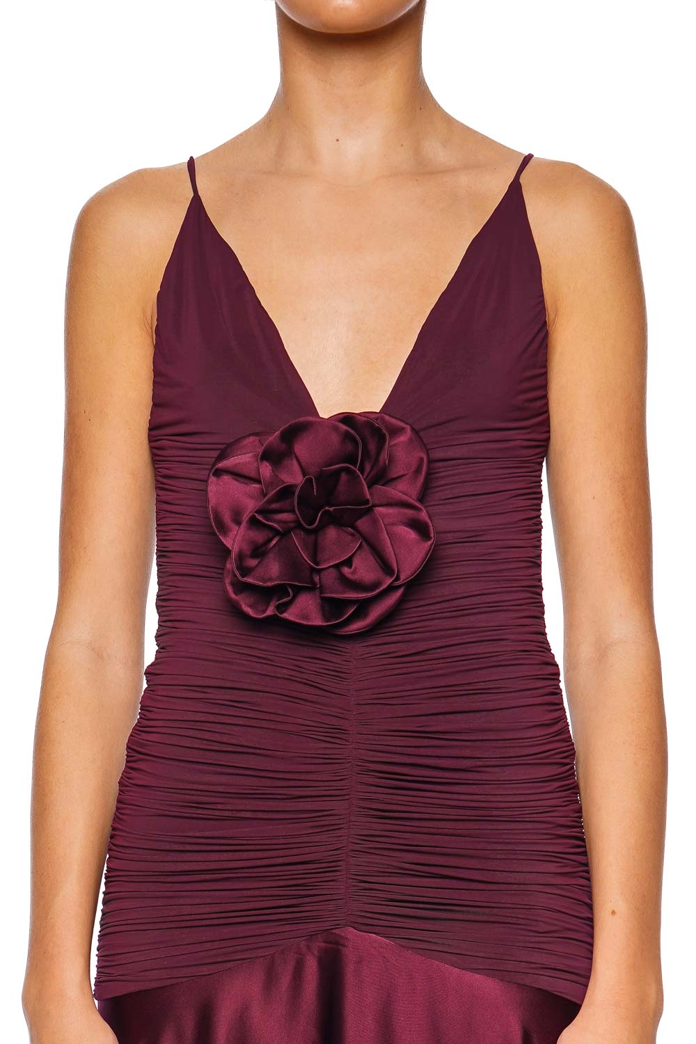 Silvia Tcherassi Sana Ruched Burgundy Maxi Dress