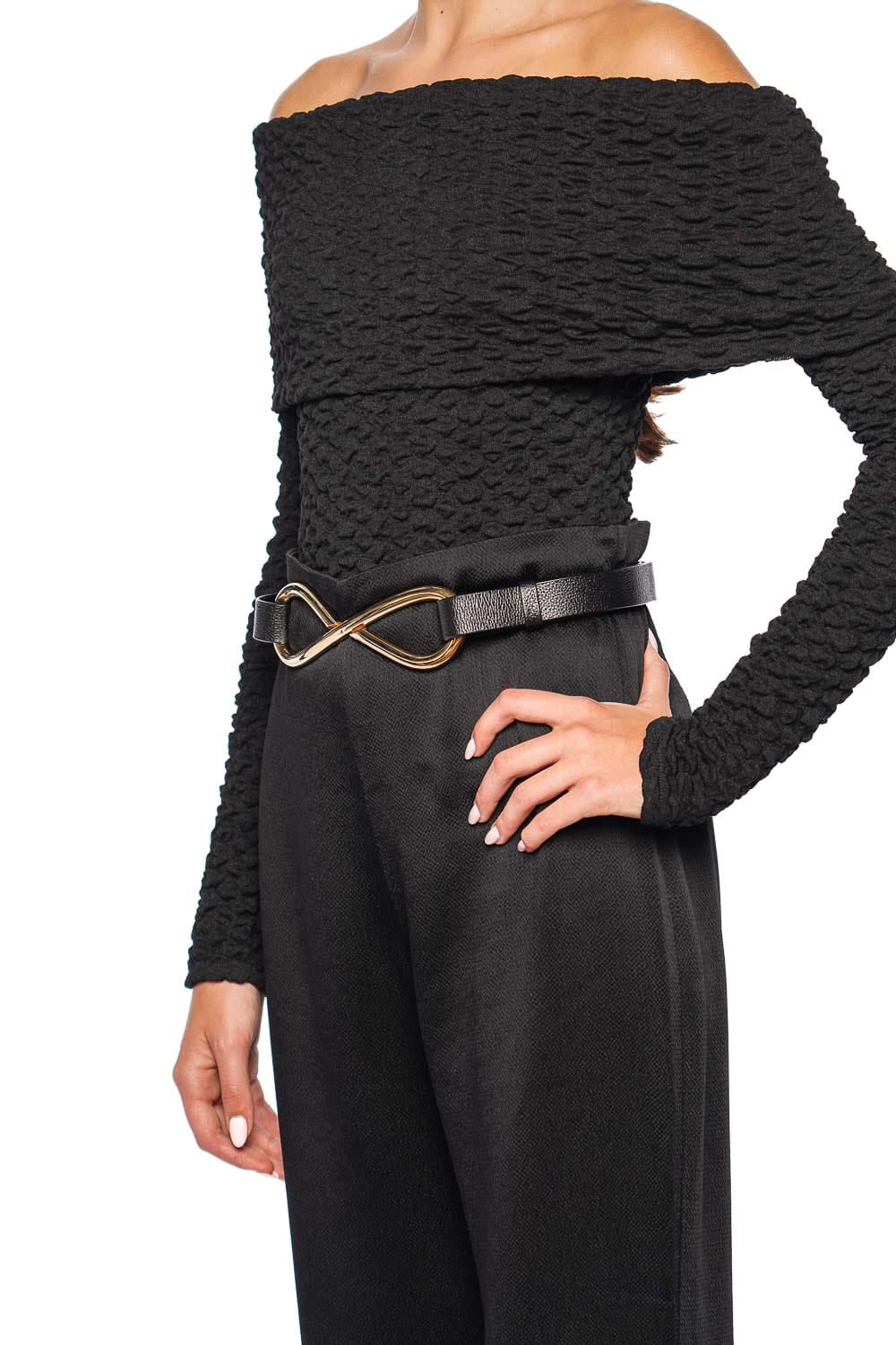 Silvia Tcherassi Oihana Black Leather Belt