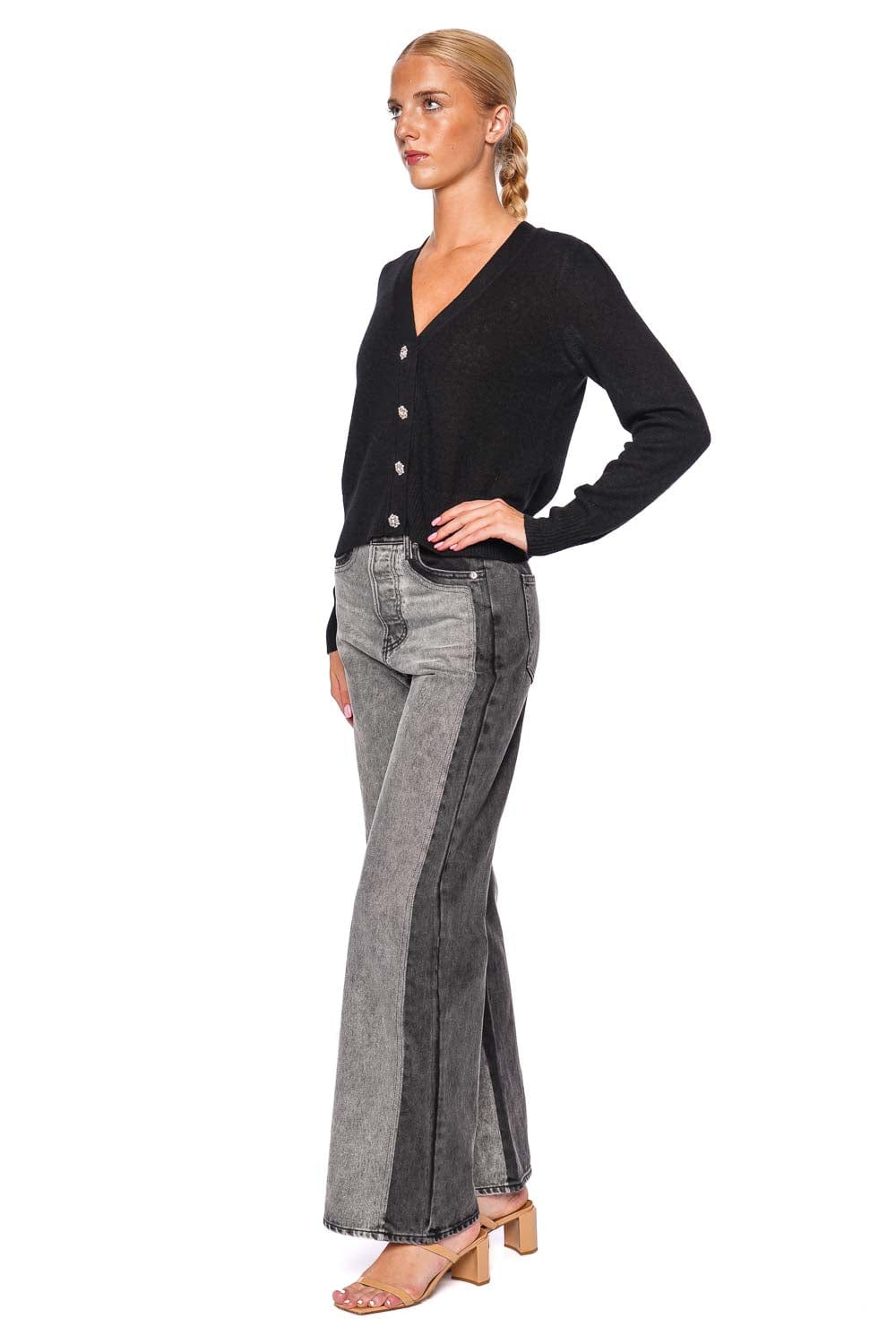 Veronica Beard Taylor Volcanic Stone Wide Leg Jean