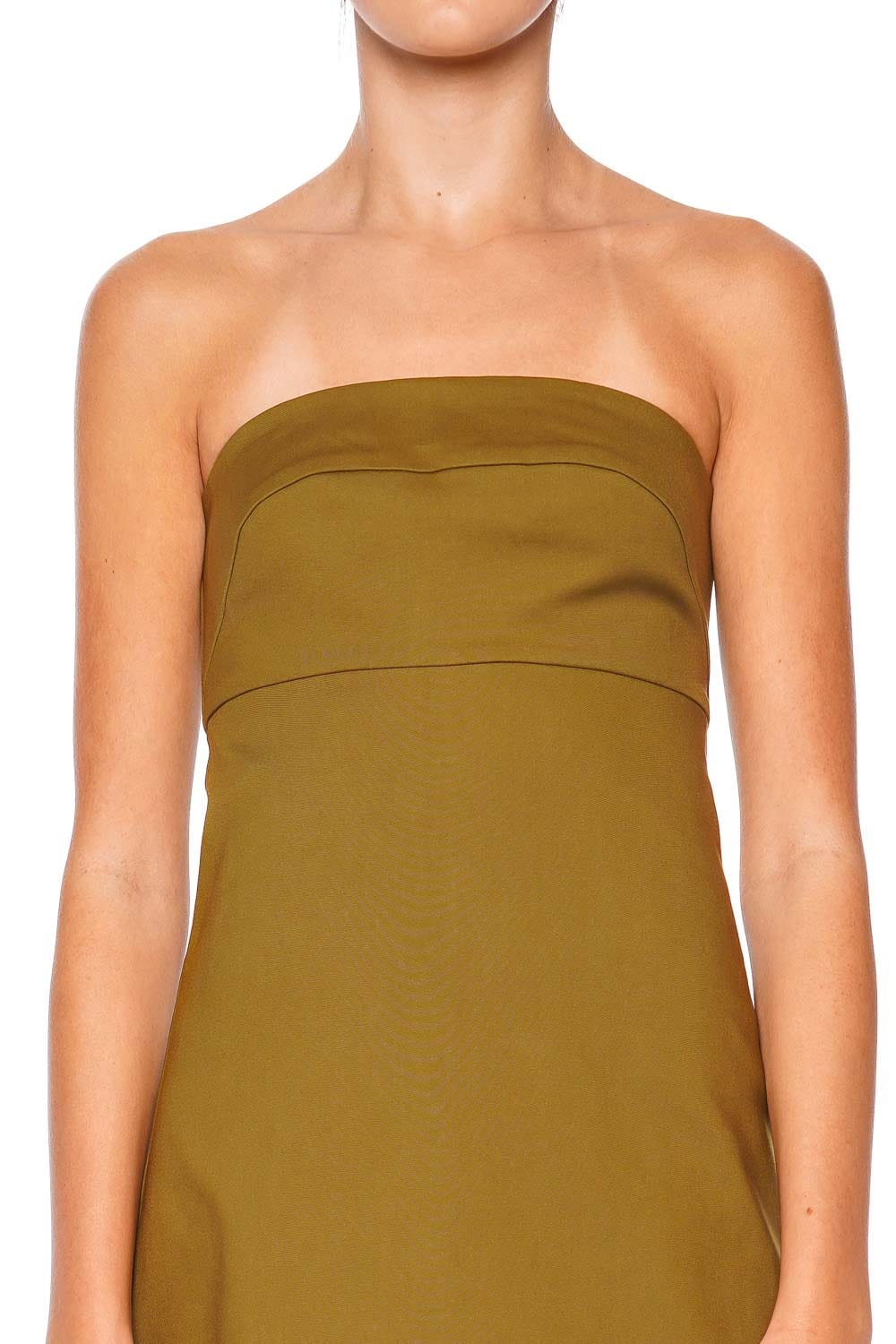 Shona Joy Lani Army Green Strapless Mini Dress