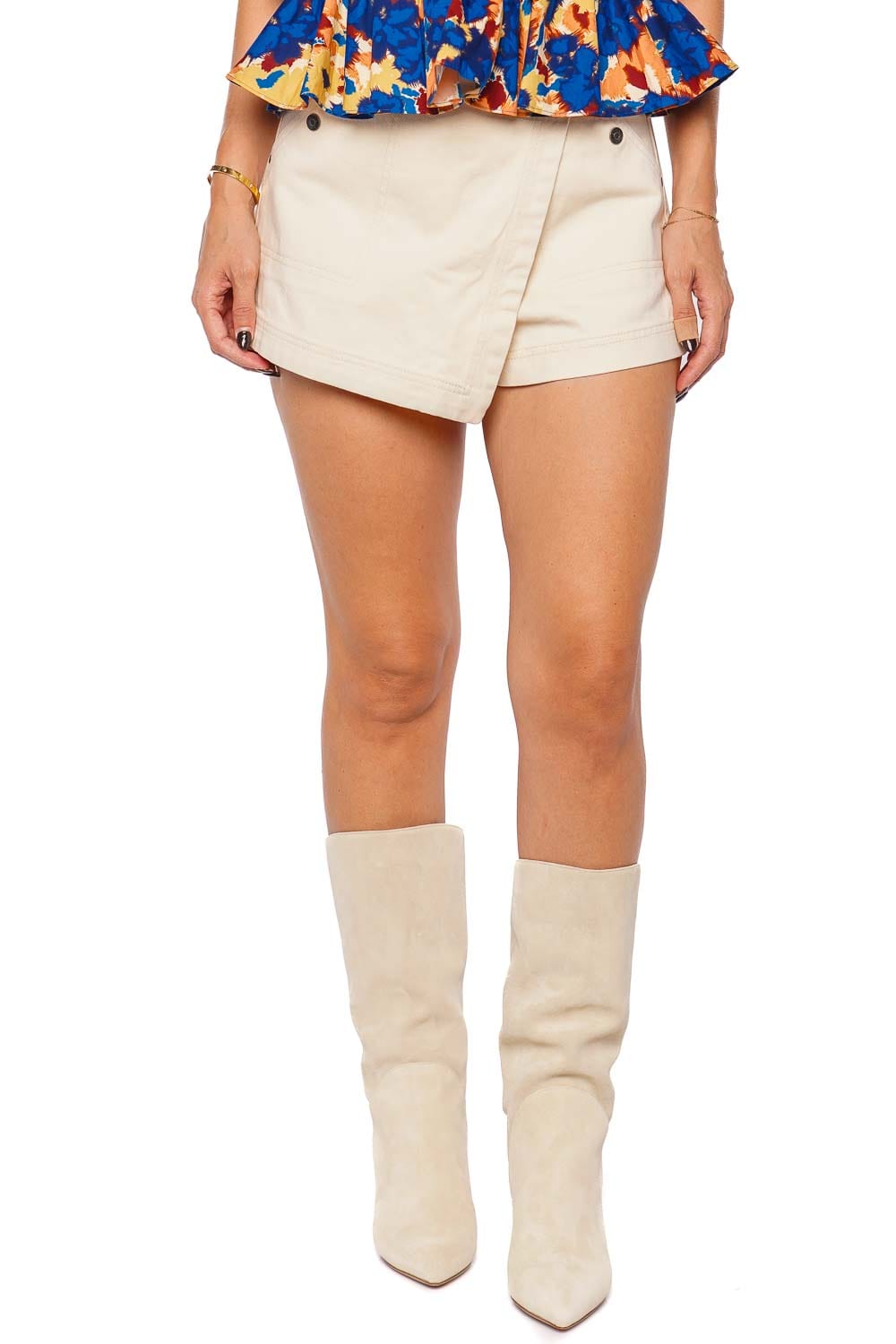 Shona Joy Sierra Cream Wrap Denim Skort